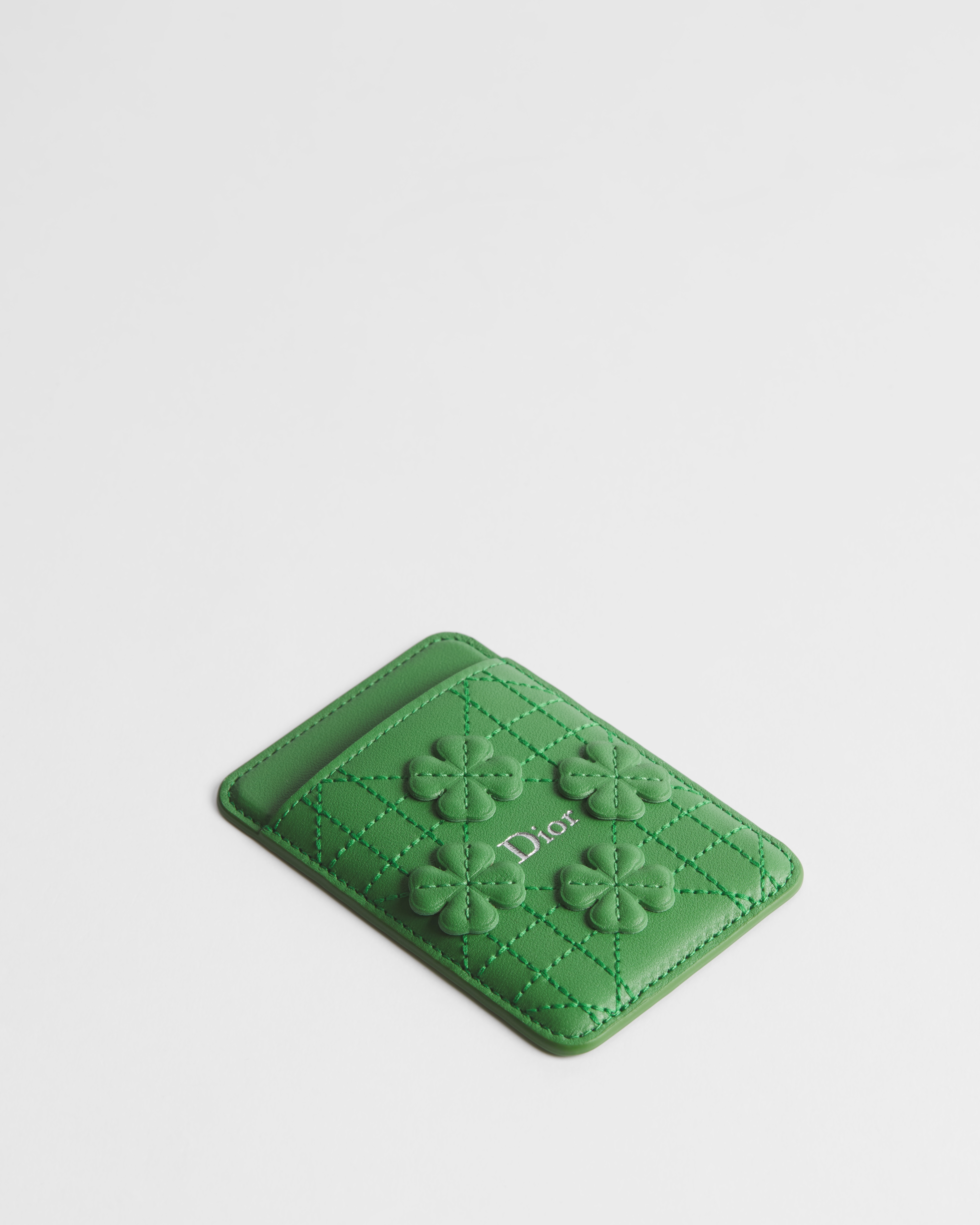 Dior Jardin 磁性卡夹 羊皮革藤格纹 Dior Clover 图案刺绣 E03