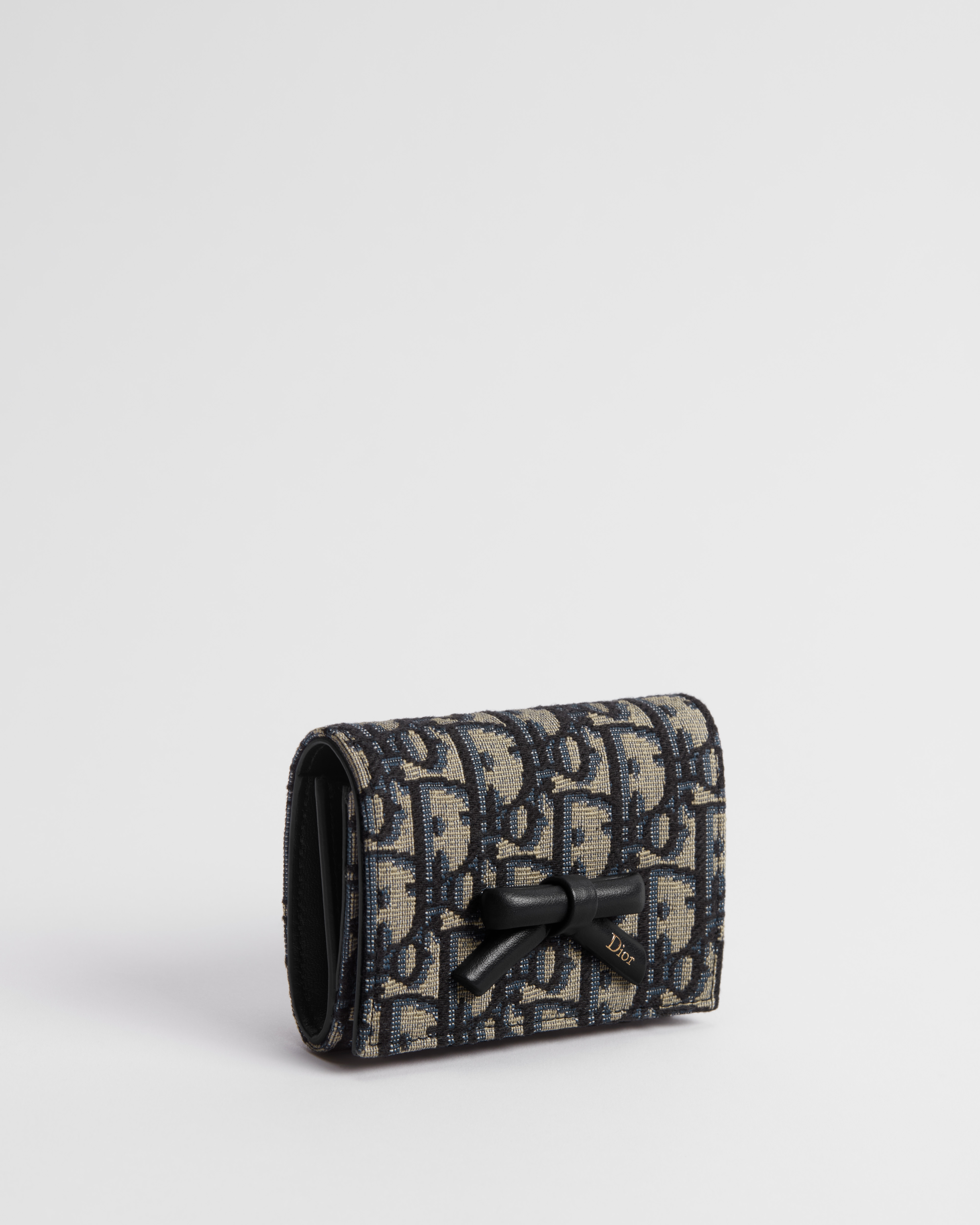 Dior Oblique Bow Glycine 钱包 蓝色 Oblique 印花面料 E03