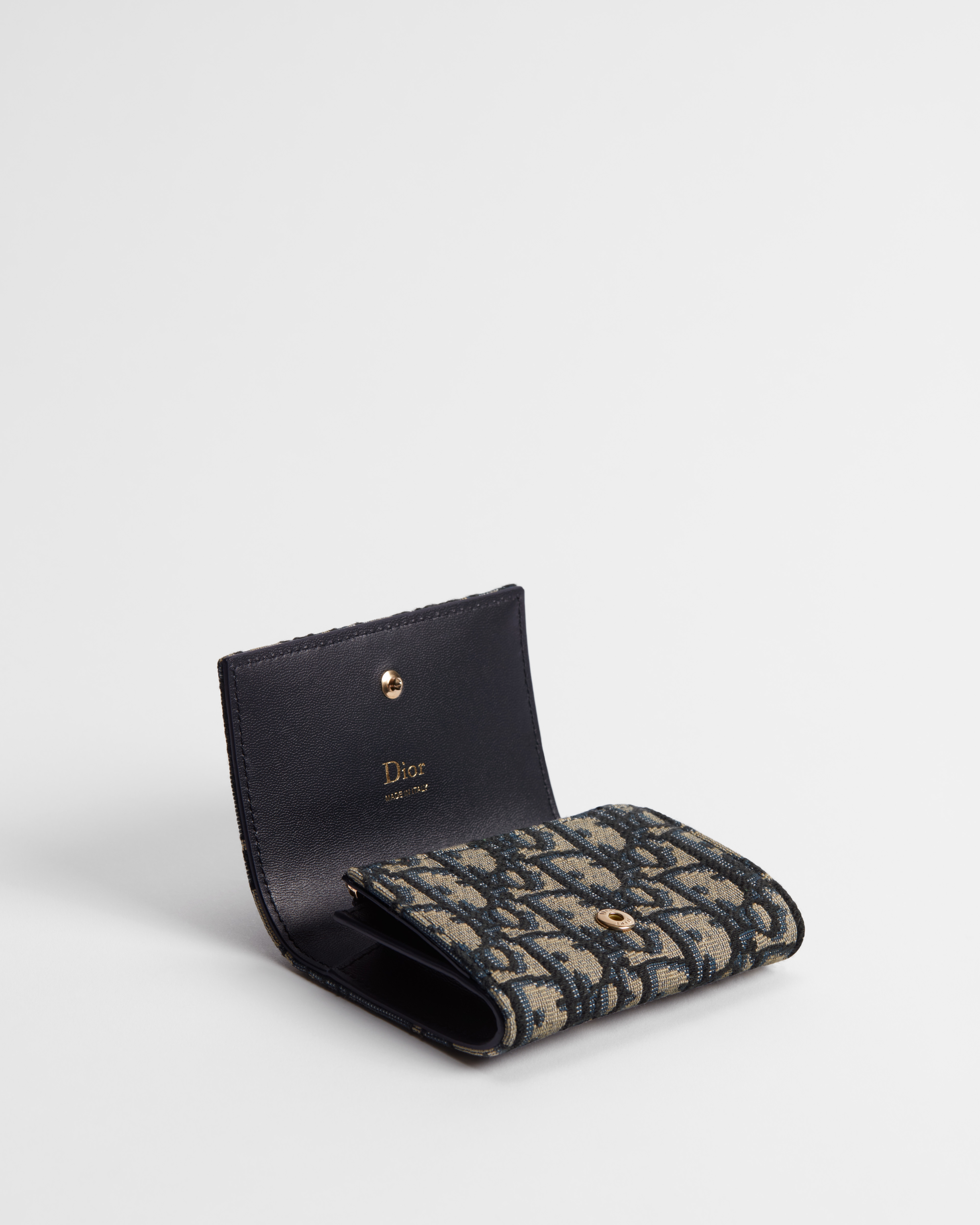 Dior Oblique Bow Glycine 钱包 蓝色 Oblique 印花面料 E07