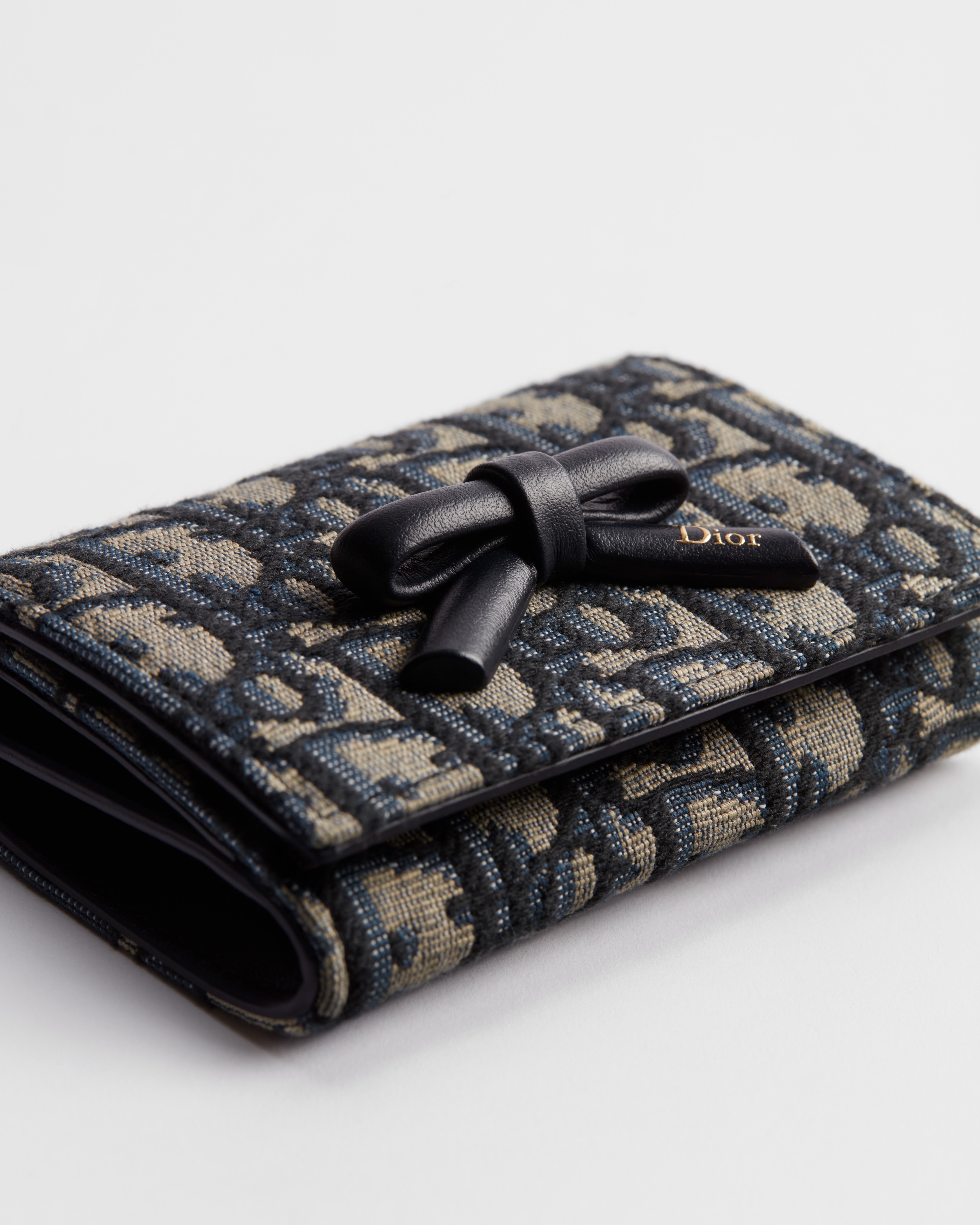 Dior Oblique Bow Glycine 钱包 蓝色 Oblique 印花面料 E10