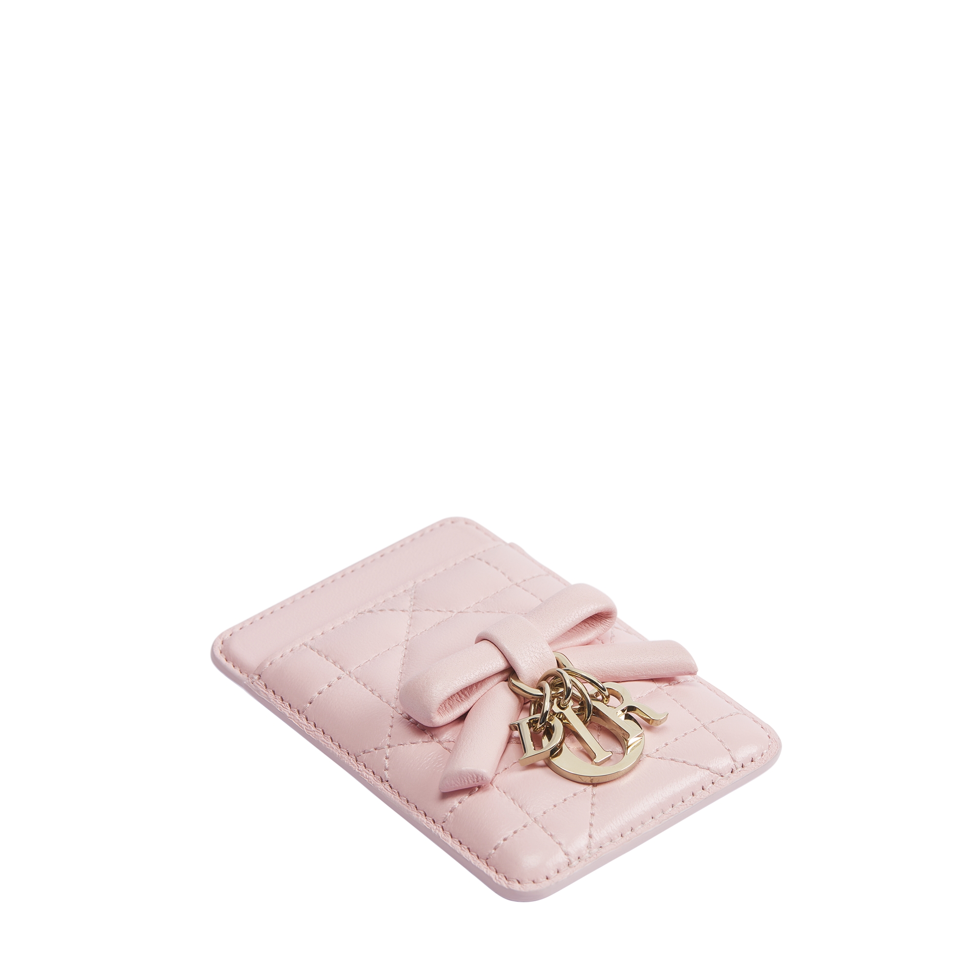 Lady Dior 磁性卡夹 淡柔粉色羊皮革藤格纹 E03