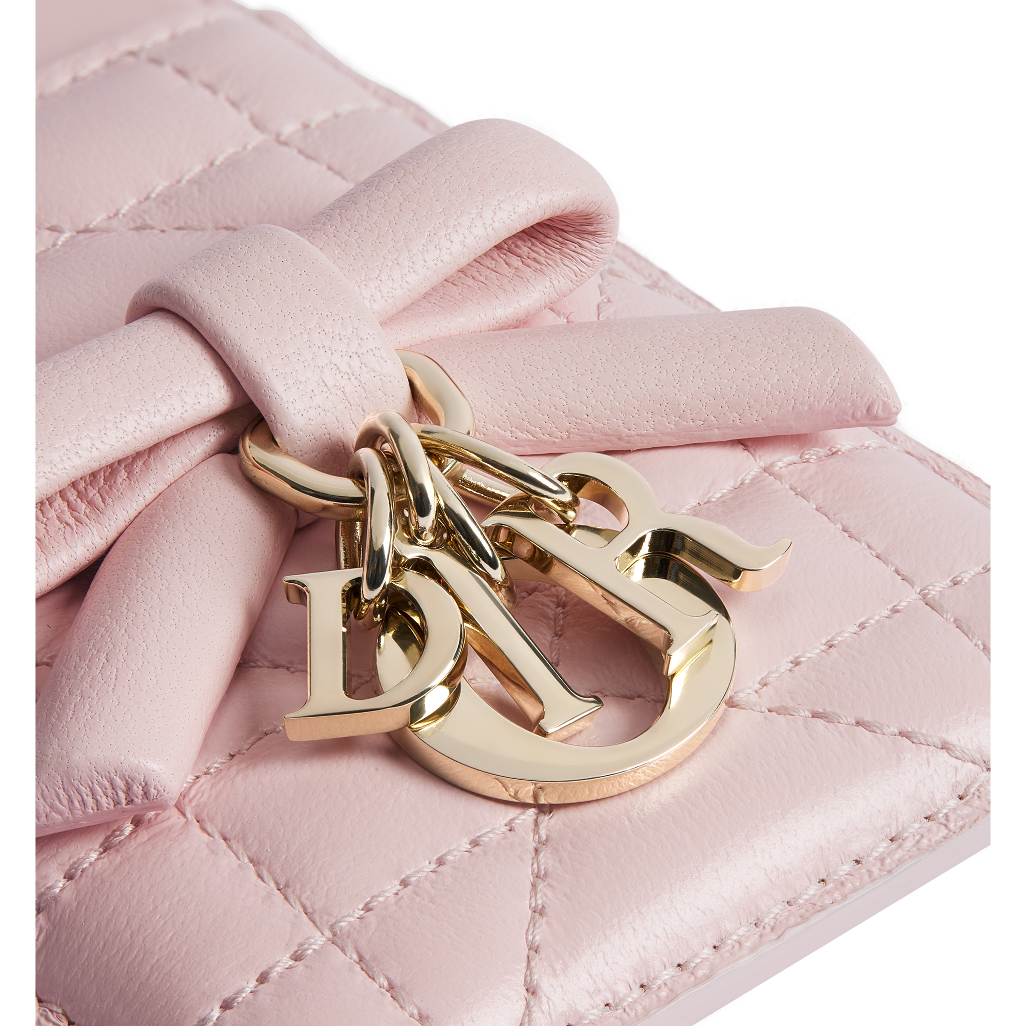 Lady Dior 磁性卡夹 淡柔粉色羊皮革藤格纹 E09