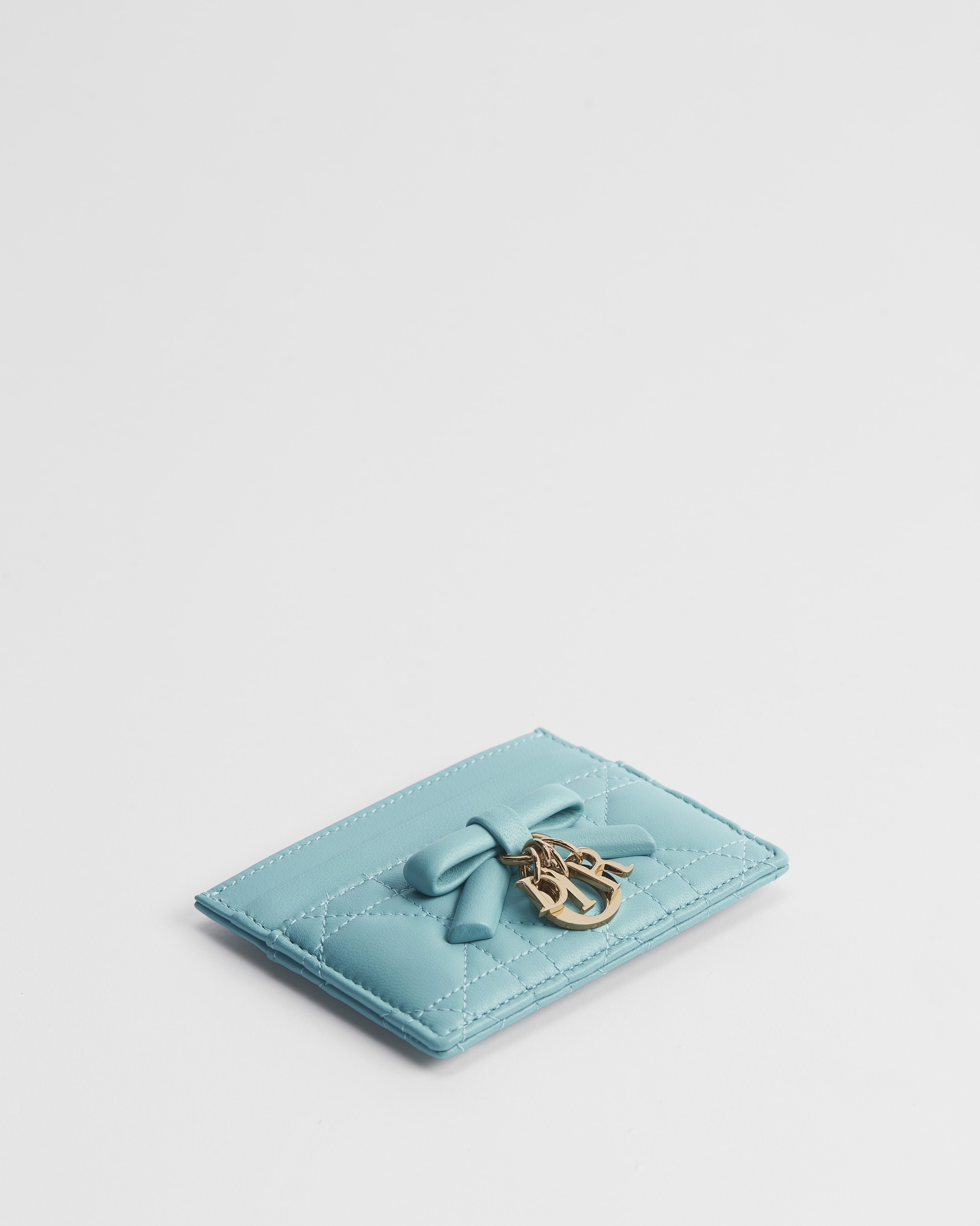 Lady Dior Freesia 卡夹 碧玺蓝羊皮革藤格纹 E06