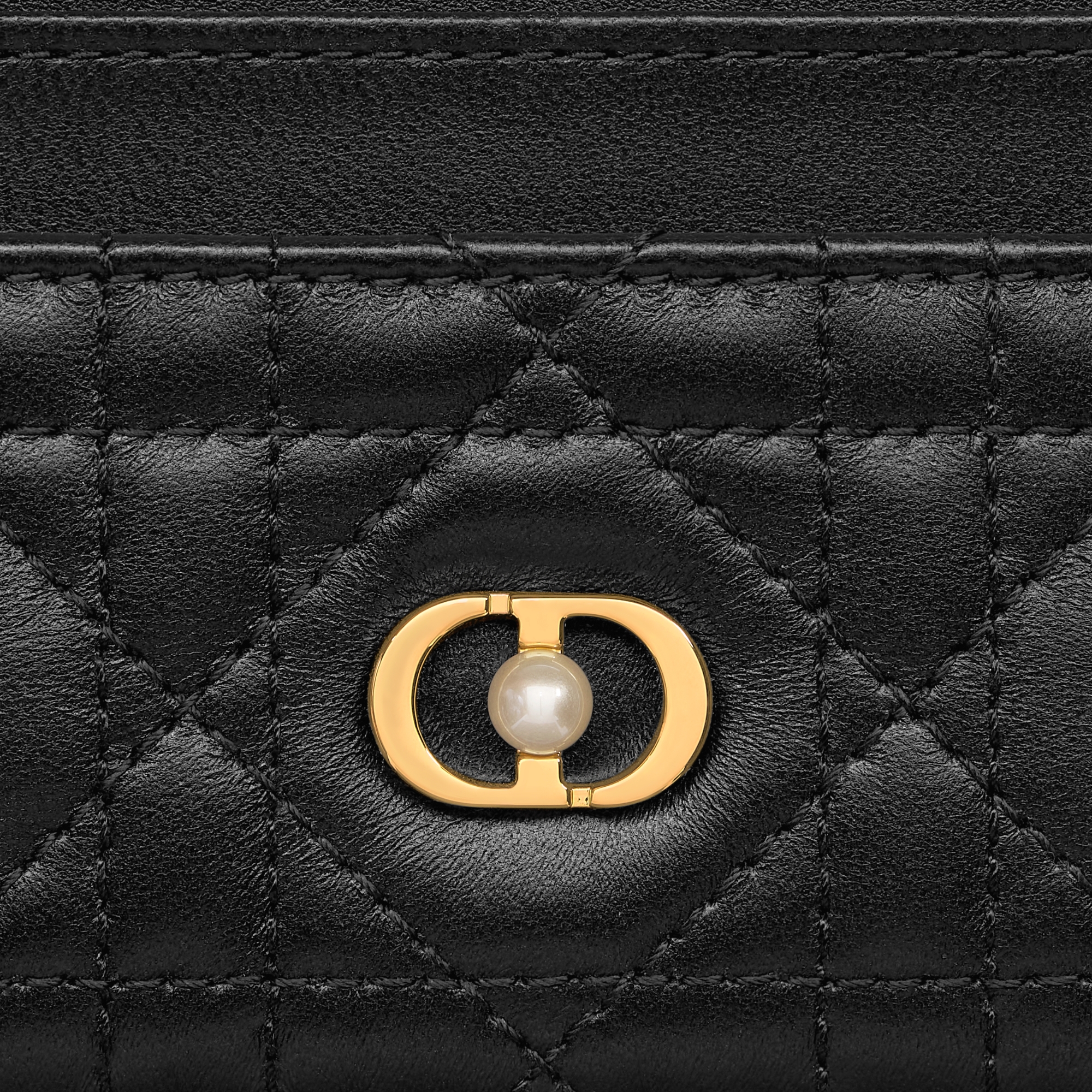 Dior Jolie Freesia 卡夹 黑色羊皮革藤格纹 E09