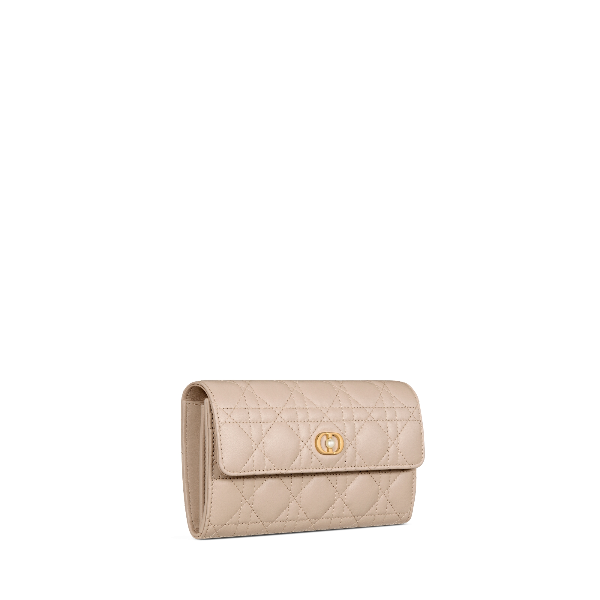 Dior Jolie Orchid 长款钱包 胭脂米色羊皮革藤格纹 E03