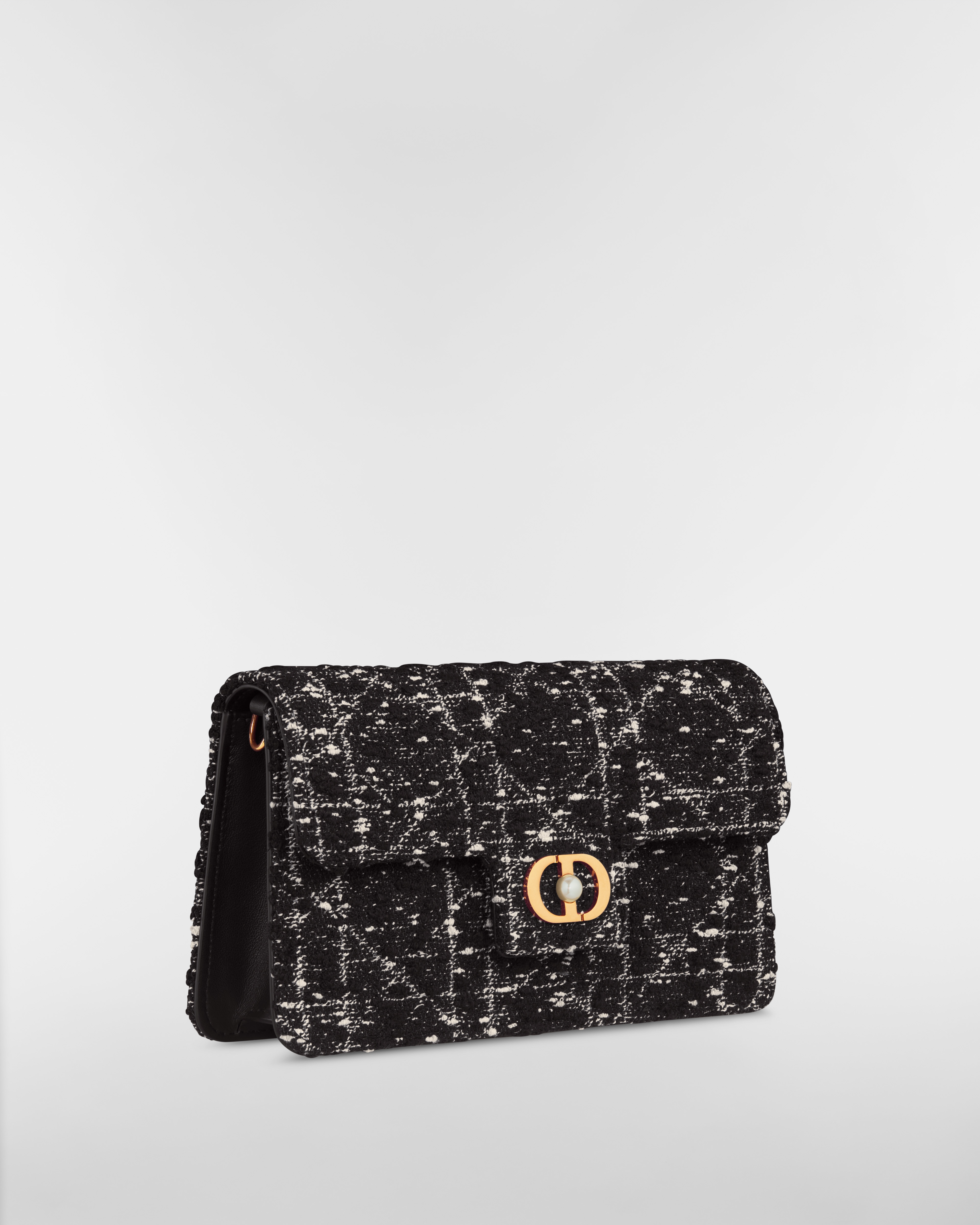 Dior Jolie 迷你链条手袋 黑色粗花呢白色藤格纹图案 E03