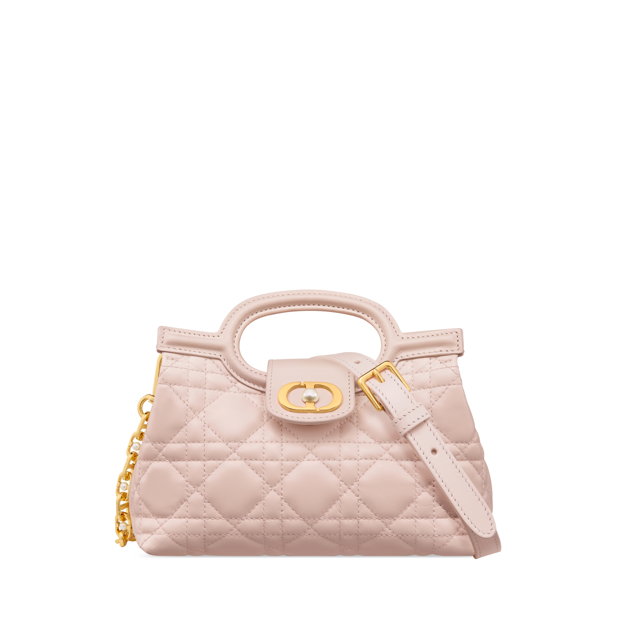 Dior Jolie Top Handle 迷你链条手袋 胭脂粉色羊皮革藤格纹 E01