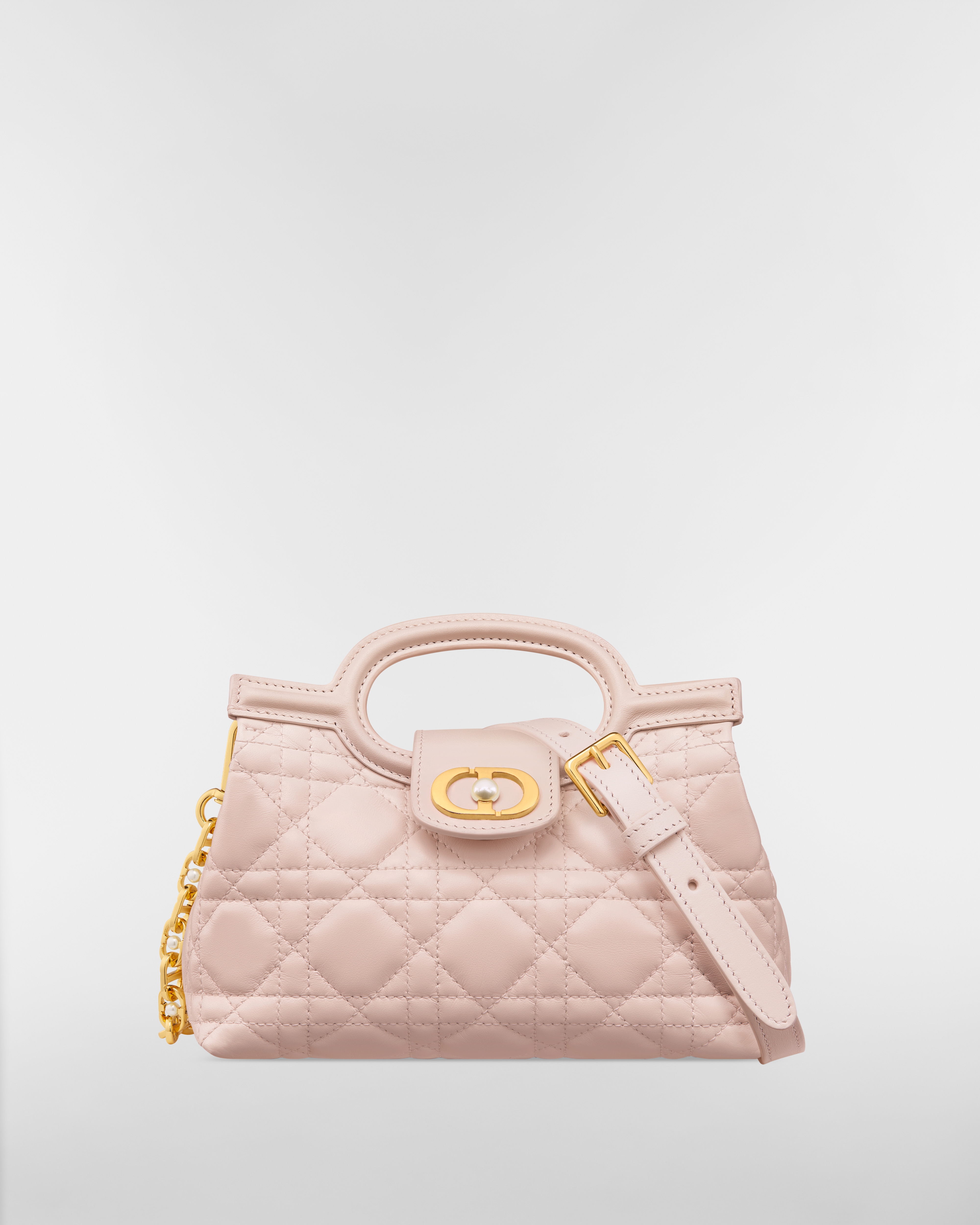 Dior Jolie Top Handle 迷你链条手袋 胭脂粉色羊皮革藤格纹 E01