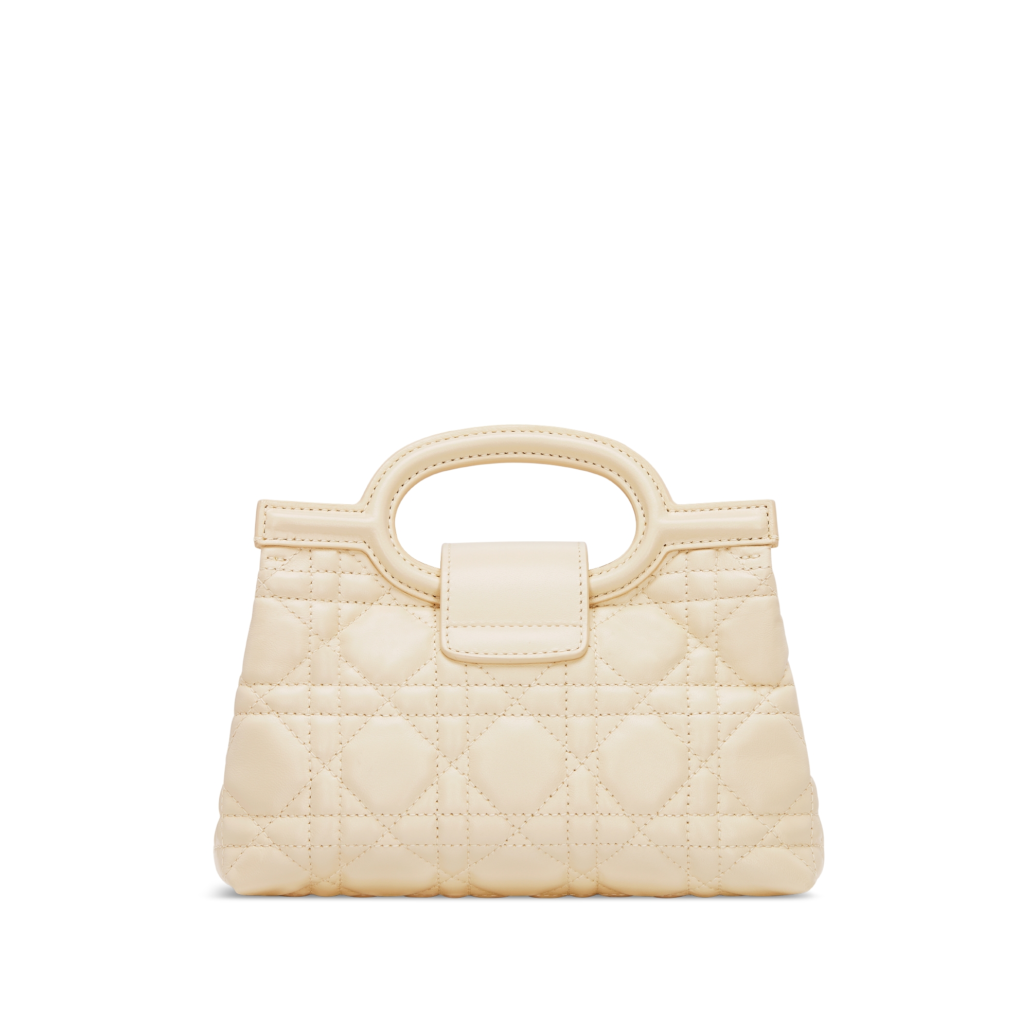 Dior Jolie Top Handle 迷你链条手袋 浅米色羊皮革藤格纹 E08