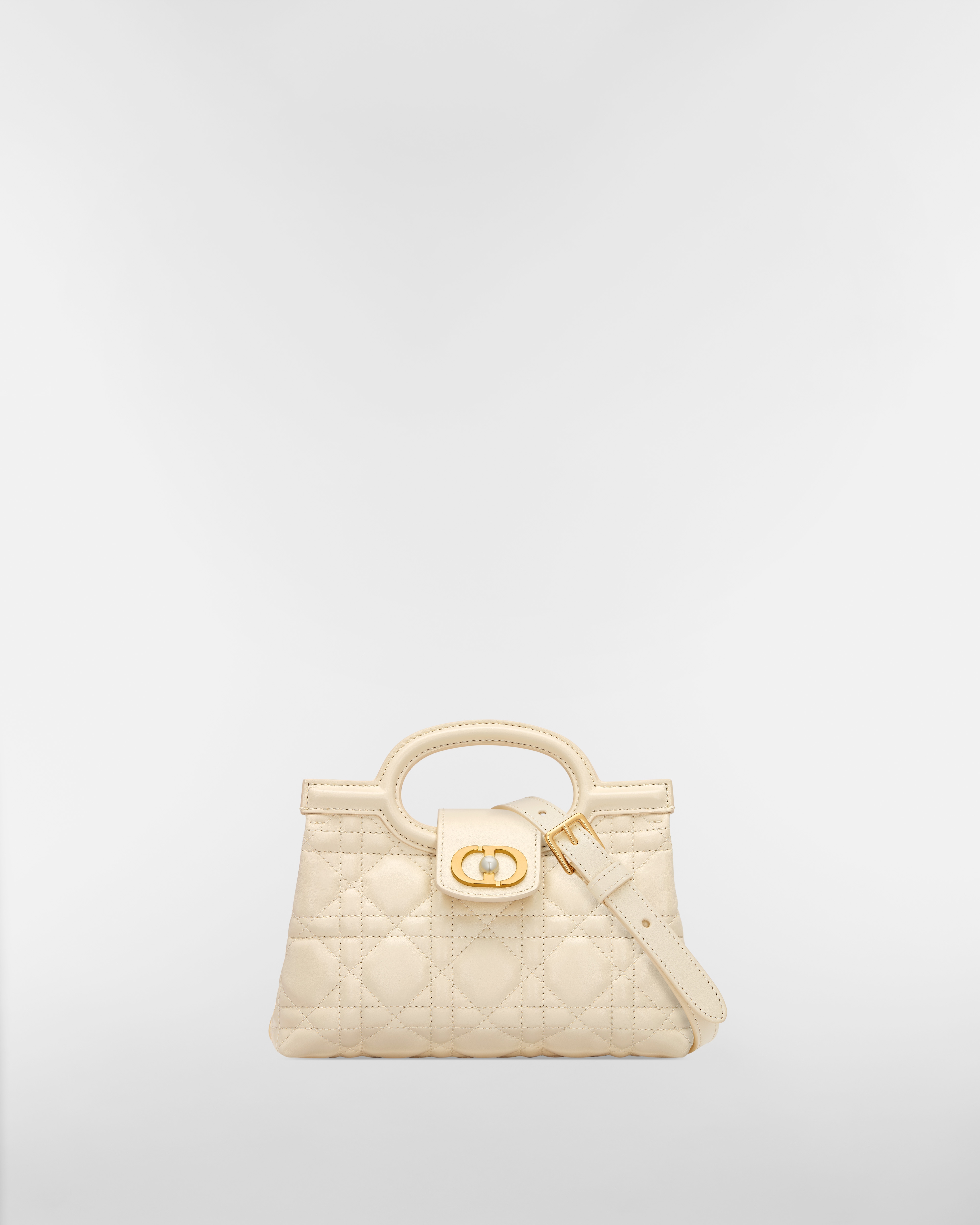 Dior Jolie Top Handle 迷你链条手袋 浅米色羊皮革藤格纹 E01