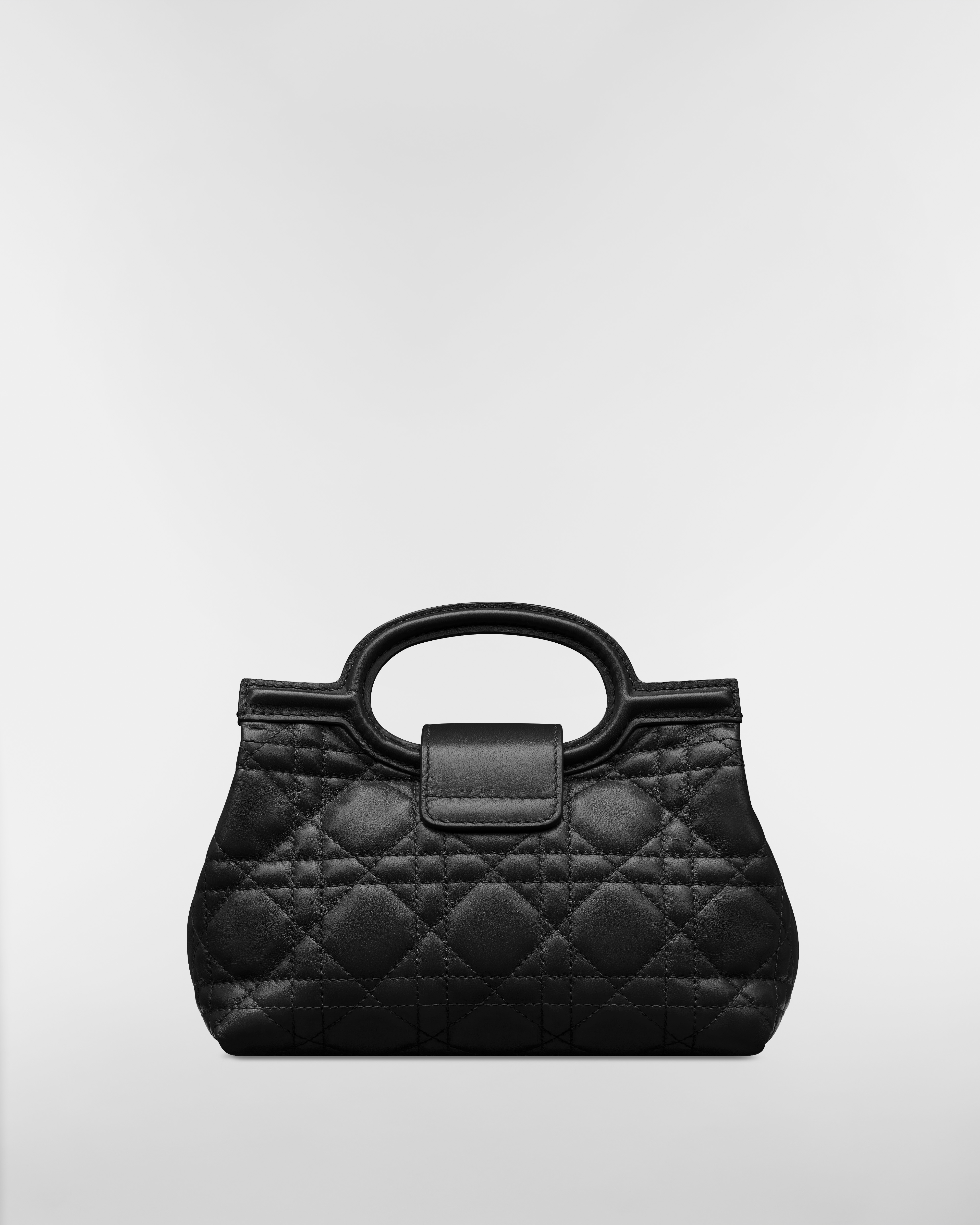 Dior Jolie Top Handle 迷你链条手袋 黑色羊皮革藤格纹 E08