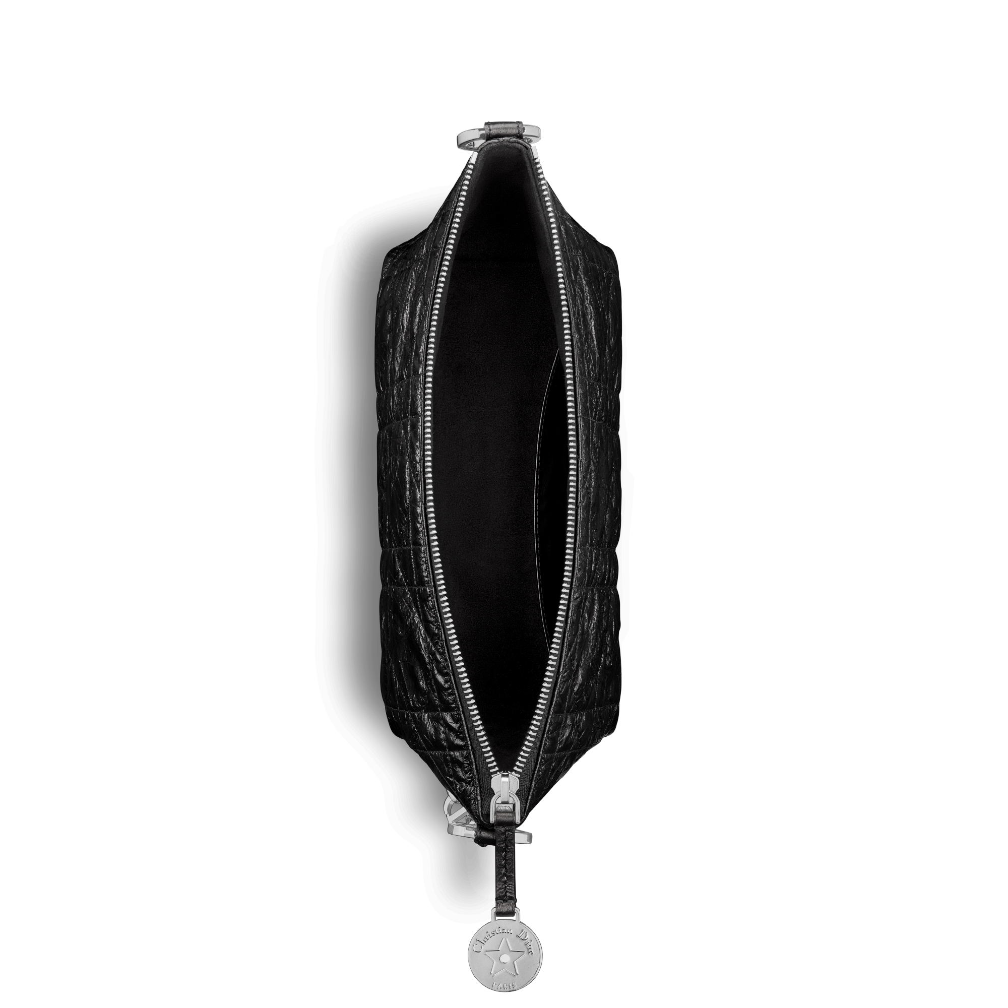 Diorstar Hobo 链条手袋 黑色褶皱牛皮革超大藤格纹 E06