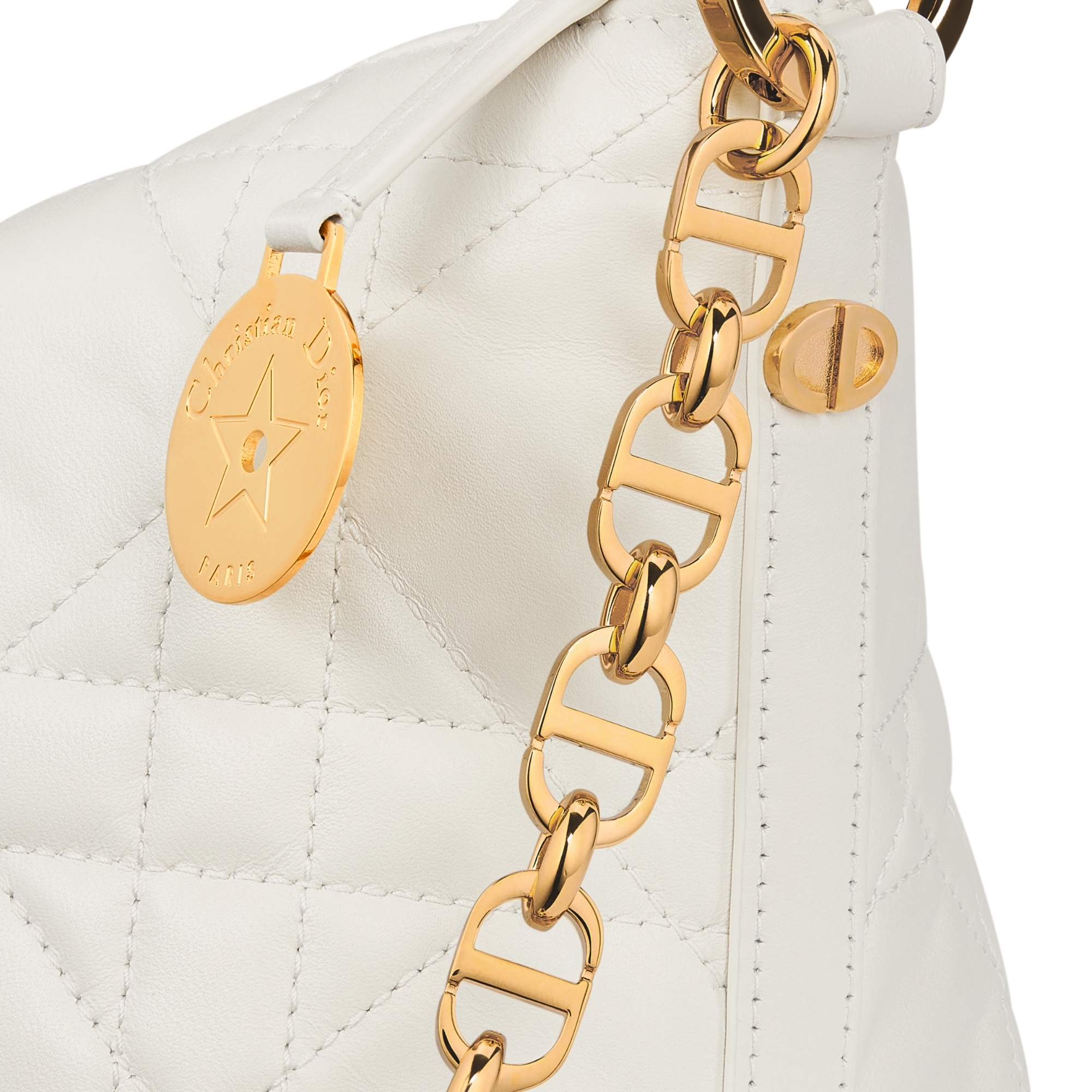 Diorstar Hobo 链条手袋 奶白色羊皮革超大藤格纹 E09