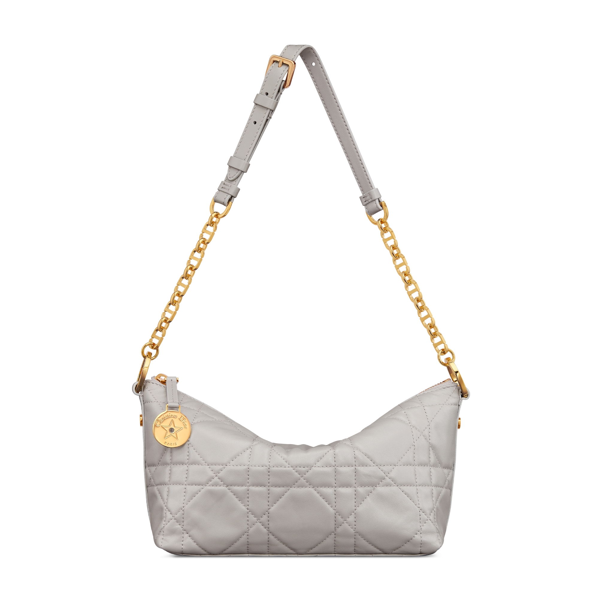 Diorstar 链条水饺包 灰色羊皮革超大藤格纹 E07