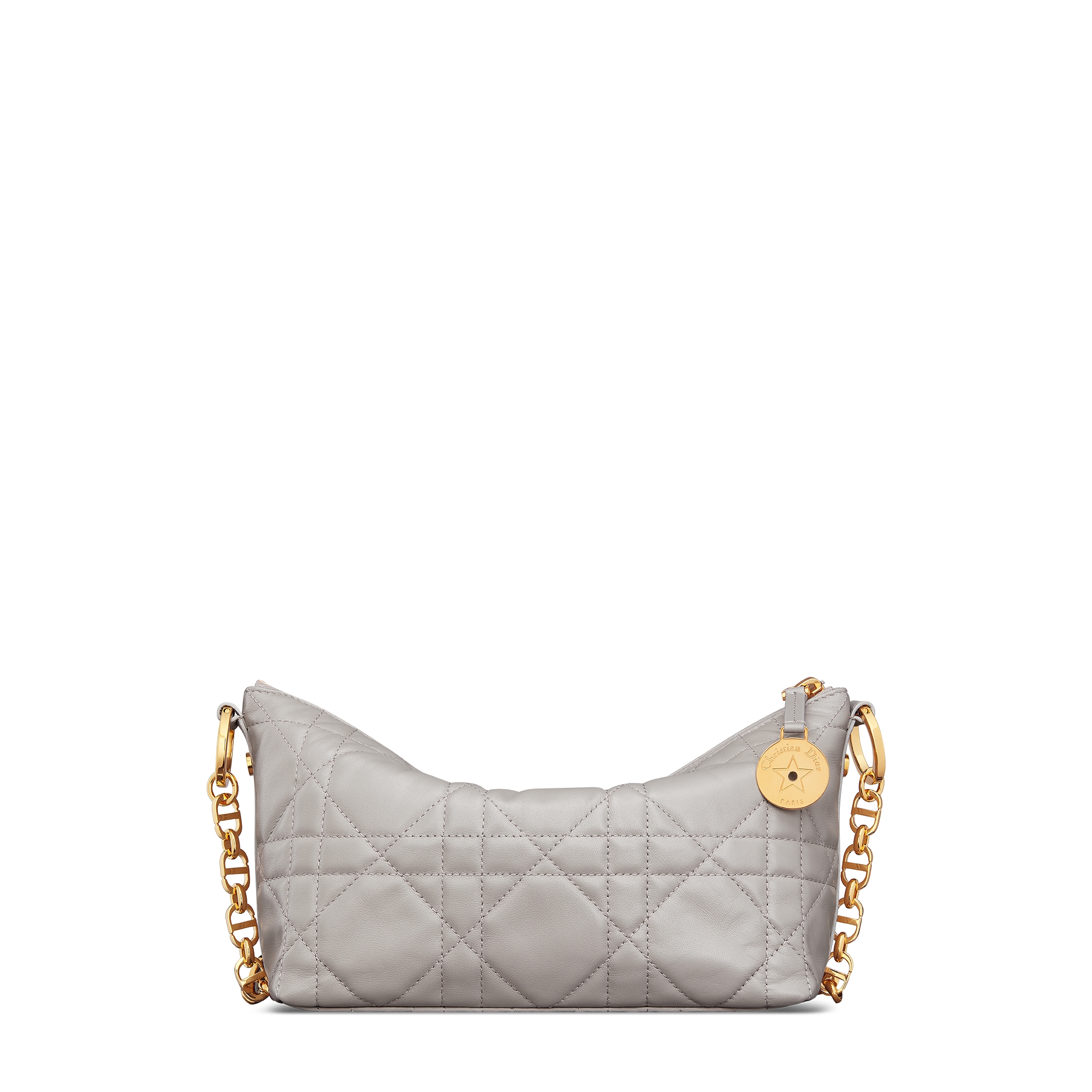 Diorstar 链条水饺包 灰色羊皮革超大藤格纹 E08