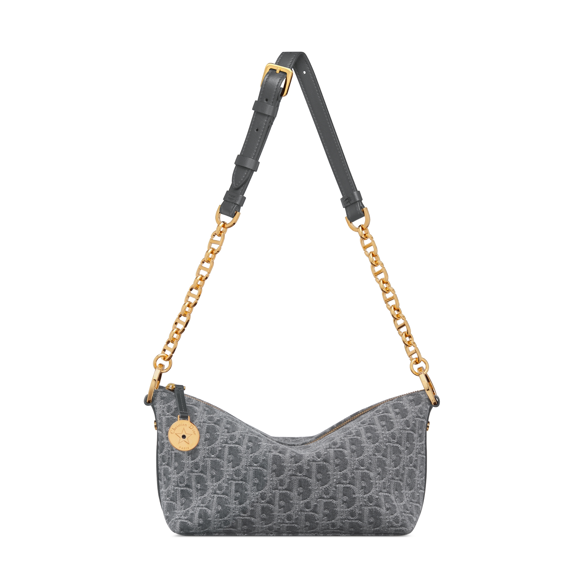 Diorstar 链条水饺包 灰色 Denim Dior Oblique 提花面料 E07