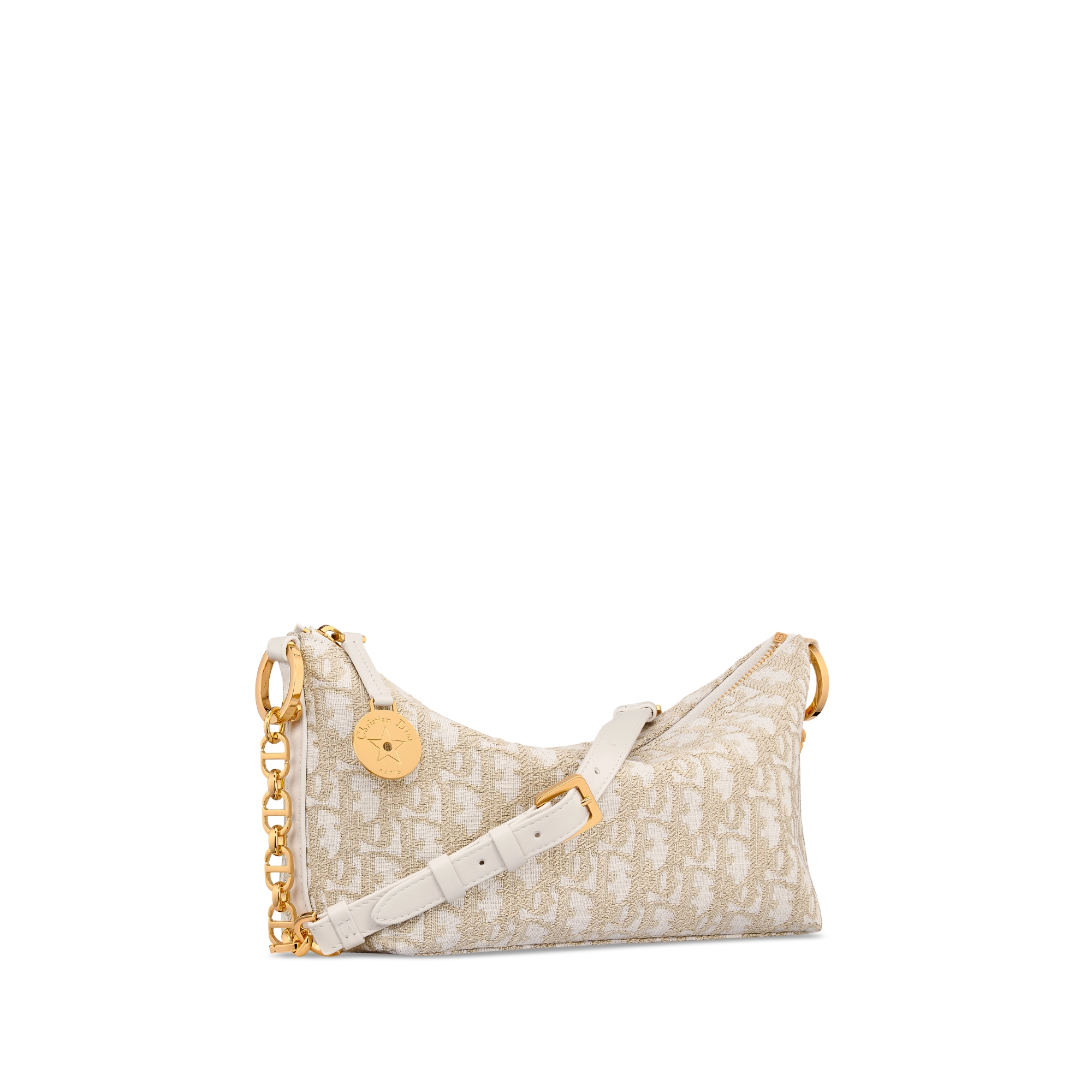 Diorstar 链条水饺包 金色调 Oblique 印花面料 E03