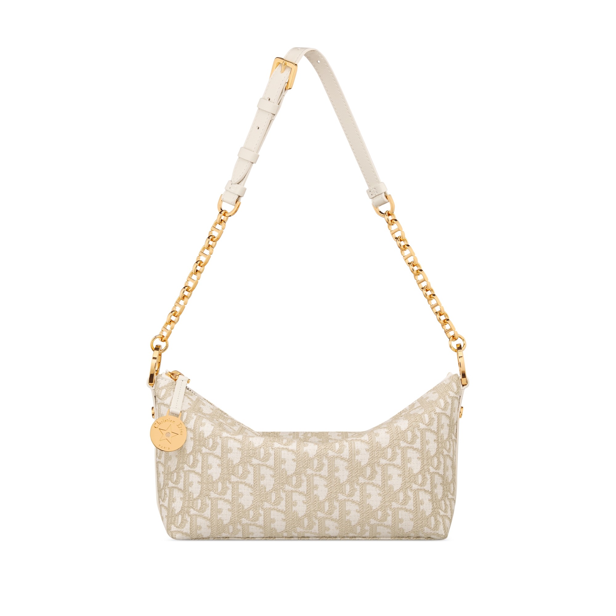 Diorstar 链条水饺包 金色调 Oblique 印花面料 E07