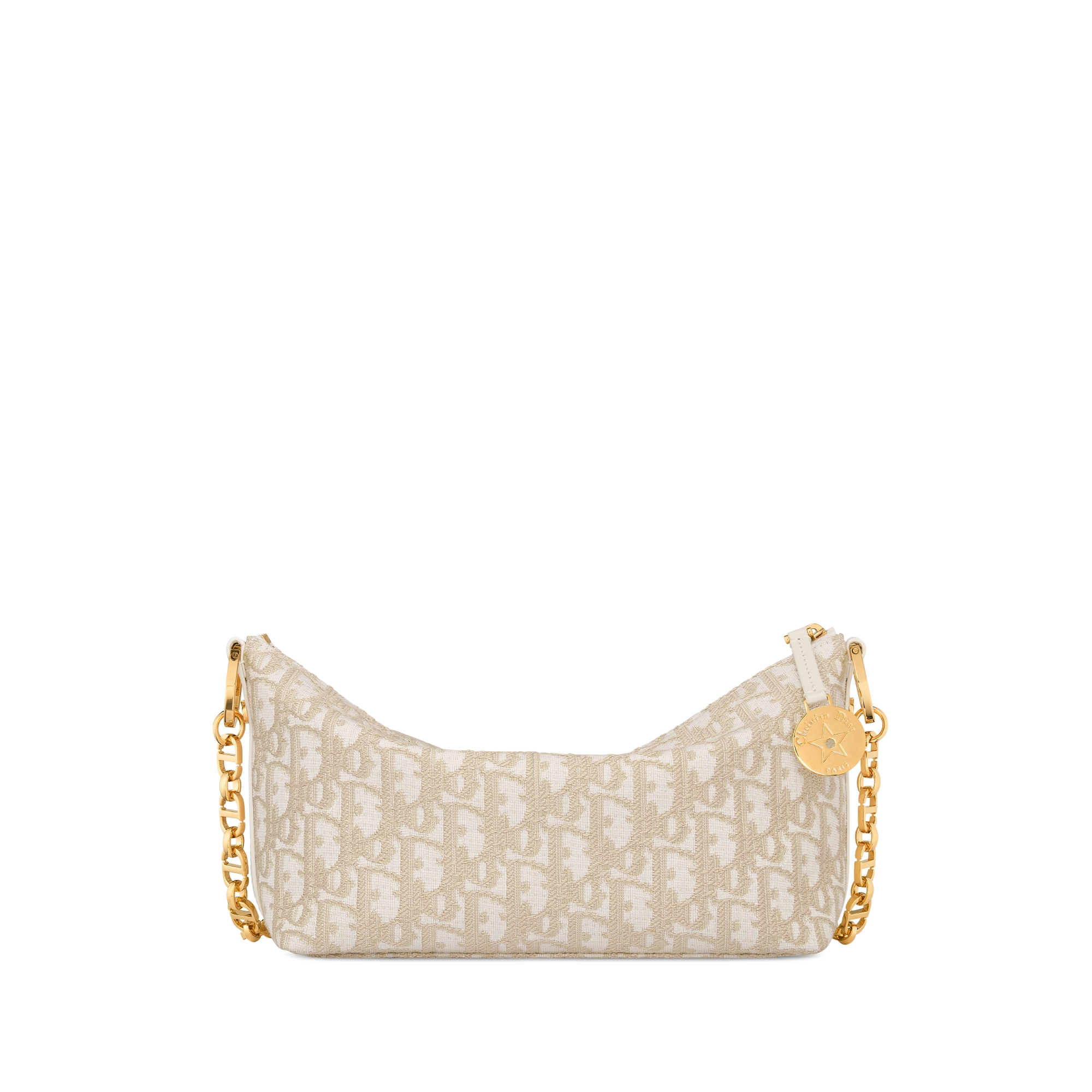 Diorstar 链条水饺包 金色调 Oblique 印花面料 E08