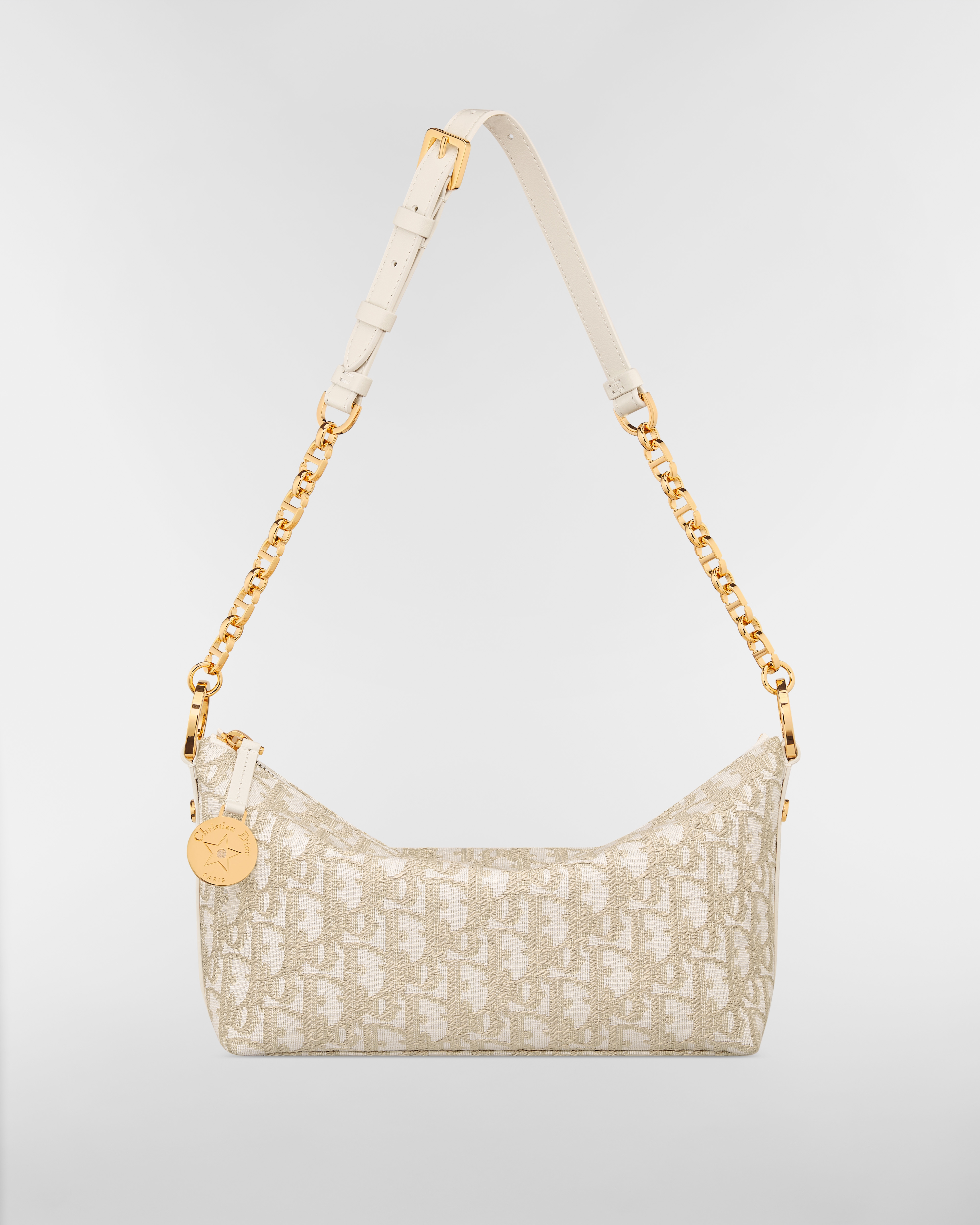 Diorstar 链条水饺包 金色调 Oblique 印花面料 E07