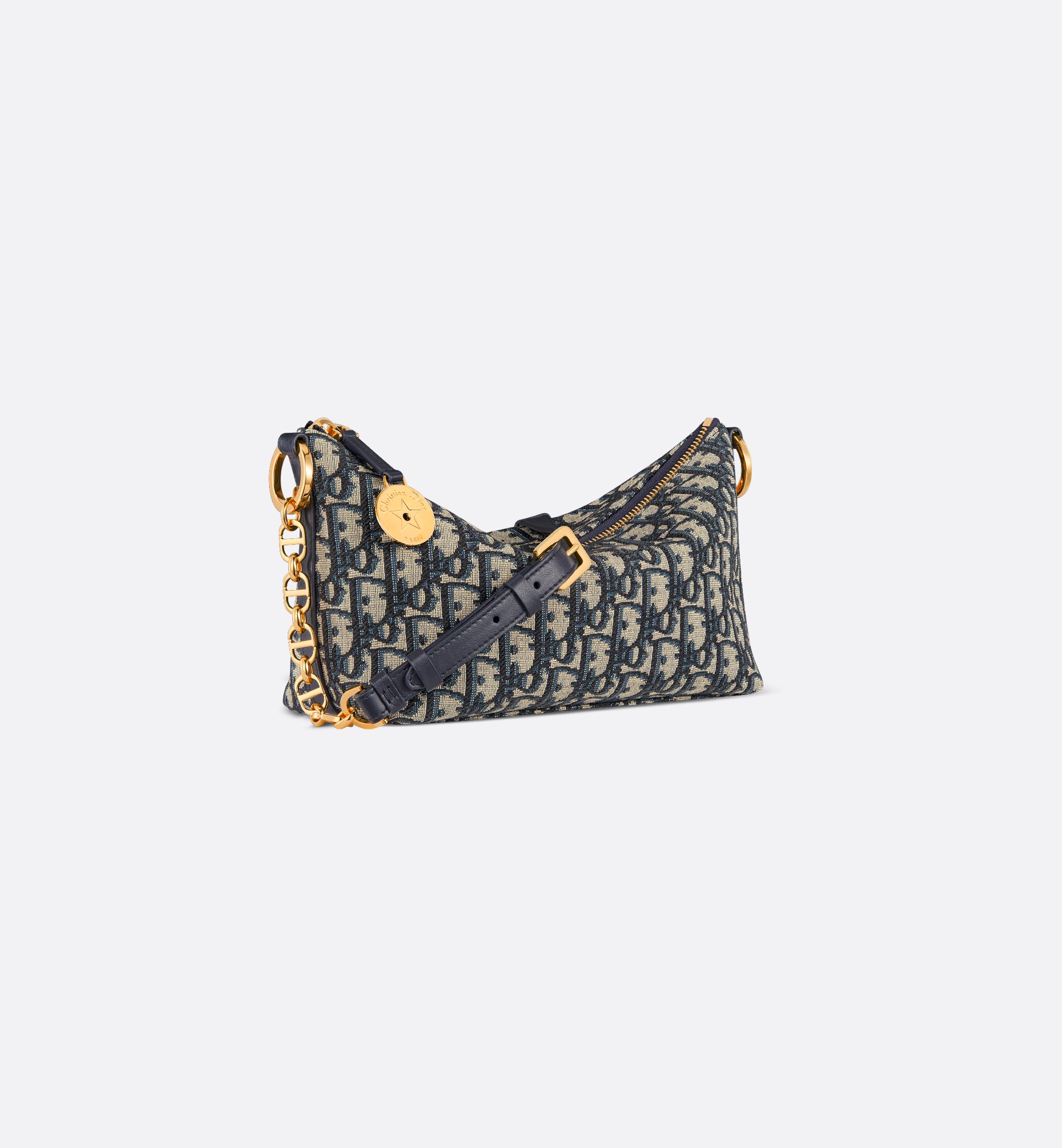 Diorstar Hobo 链条手袋蓝色Oblique 印花面料| DIOR Diorstar Hobo 链条手袋蓝色Oblique 印花面料| DIOR