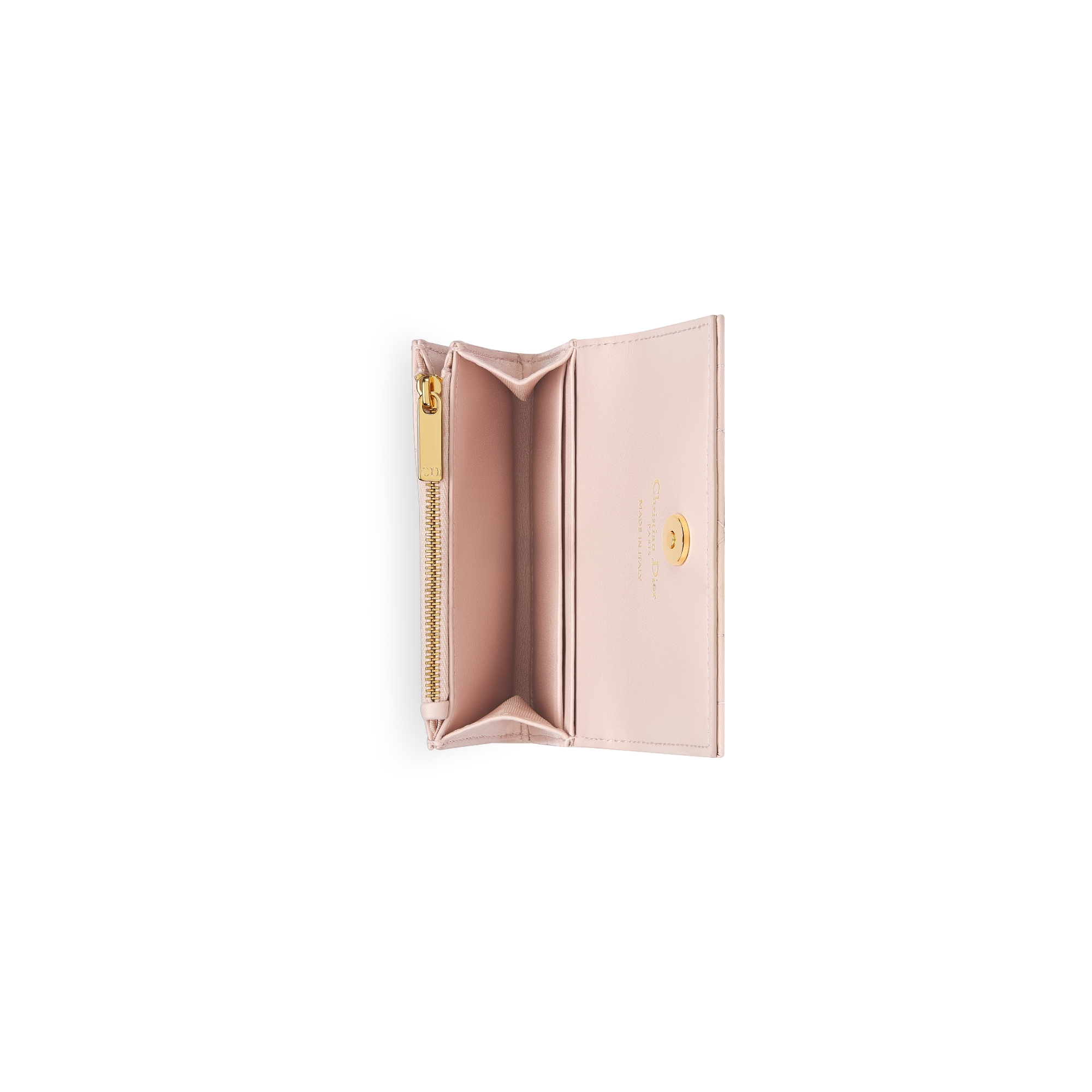 Dior Caro Glycine 钱包 胭脂粉色羊皮革超大藤格纹晶体装饰 E06