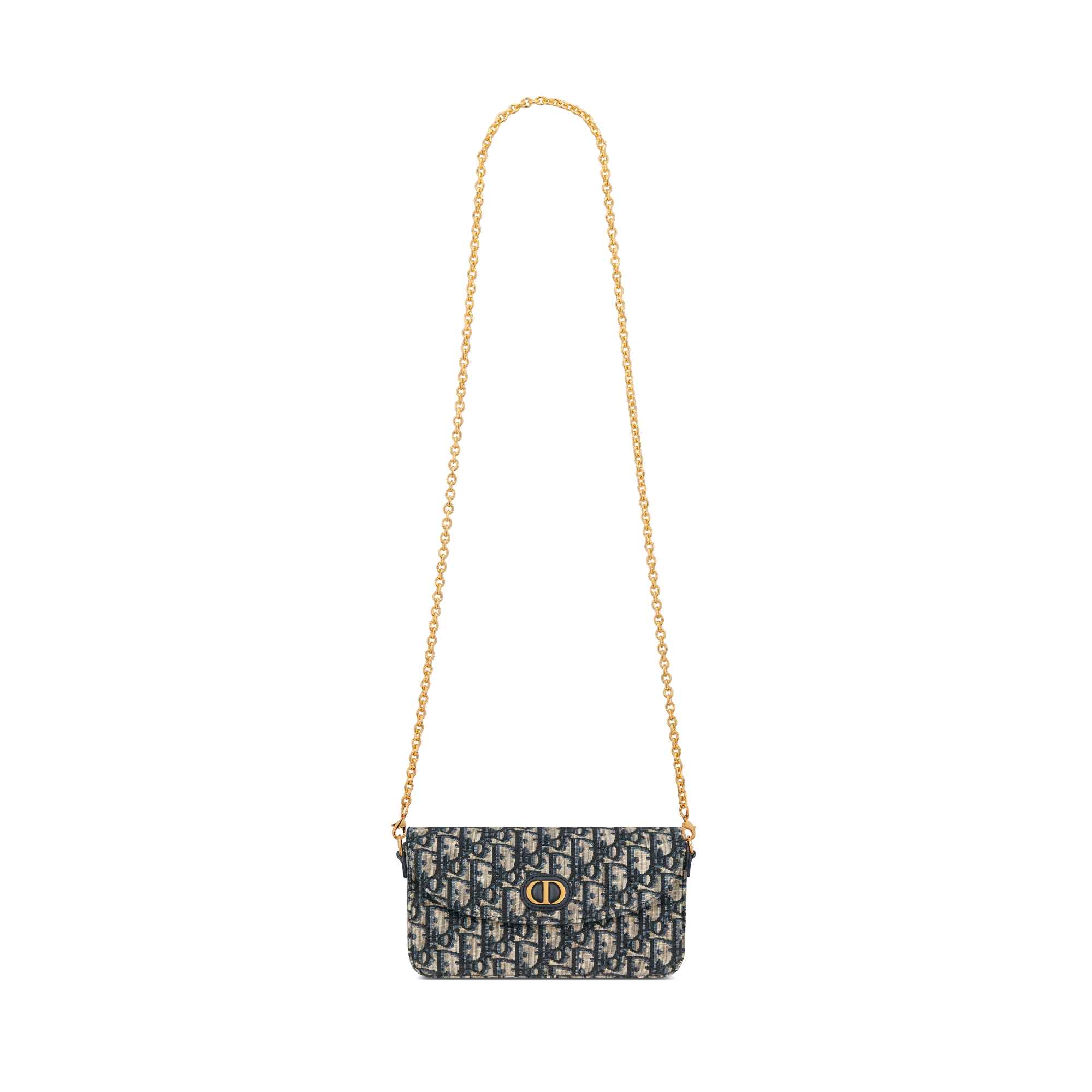 30 Montaigne 链条手袋 蓝色 Oblique 印花面料 E07