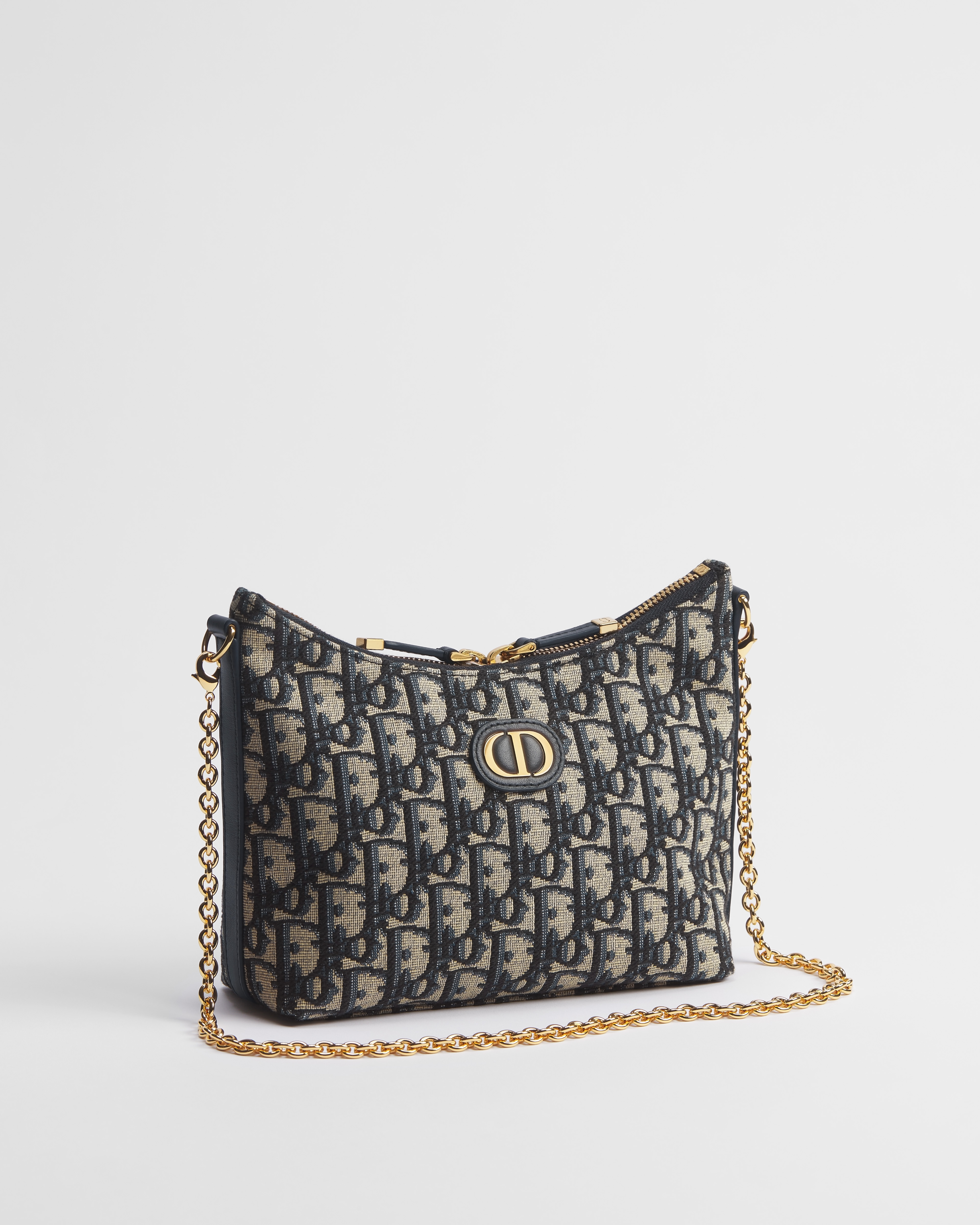 30 Montaigne 迪奥之爱迷你链条手袋 蓝色 Oblique 印花面料 E03
