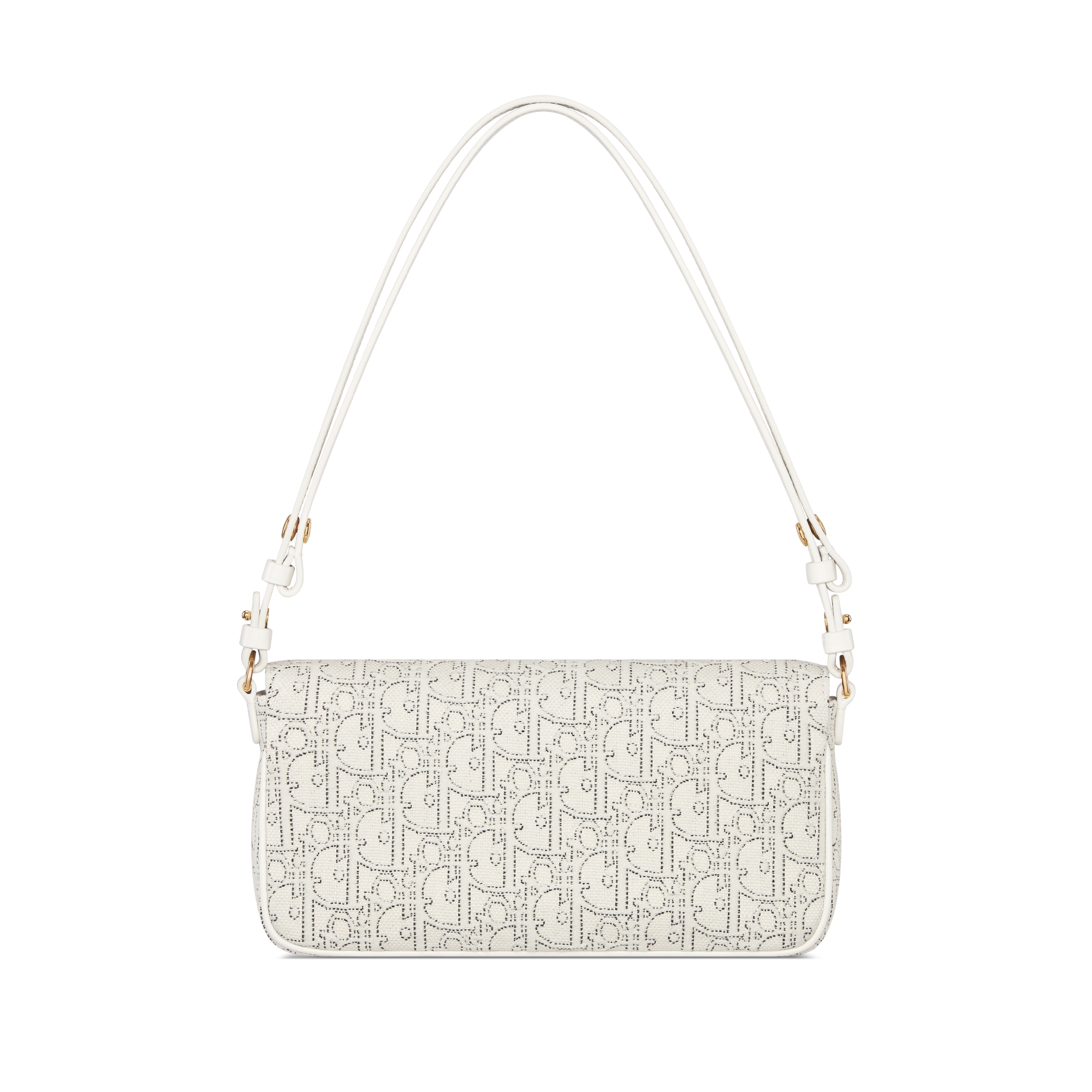 30 Montaigne D-Vine 链条手袋 白色 Oblique 印花面料搭配对比鲜明的黑色缉面线 E08