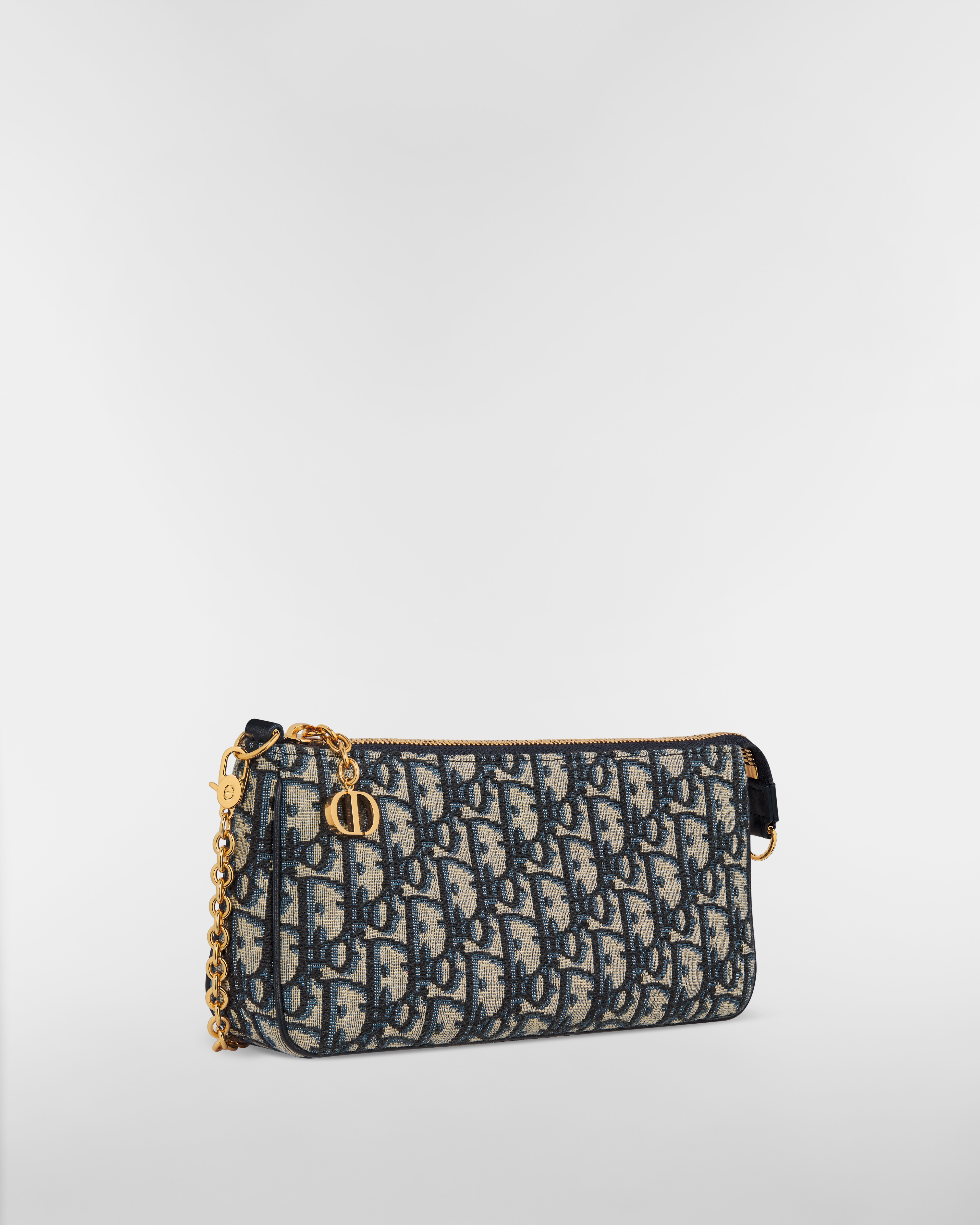 30 Montaigne 链条手袋 蓝色 Oblique 印花面料 E03