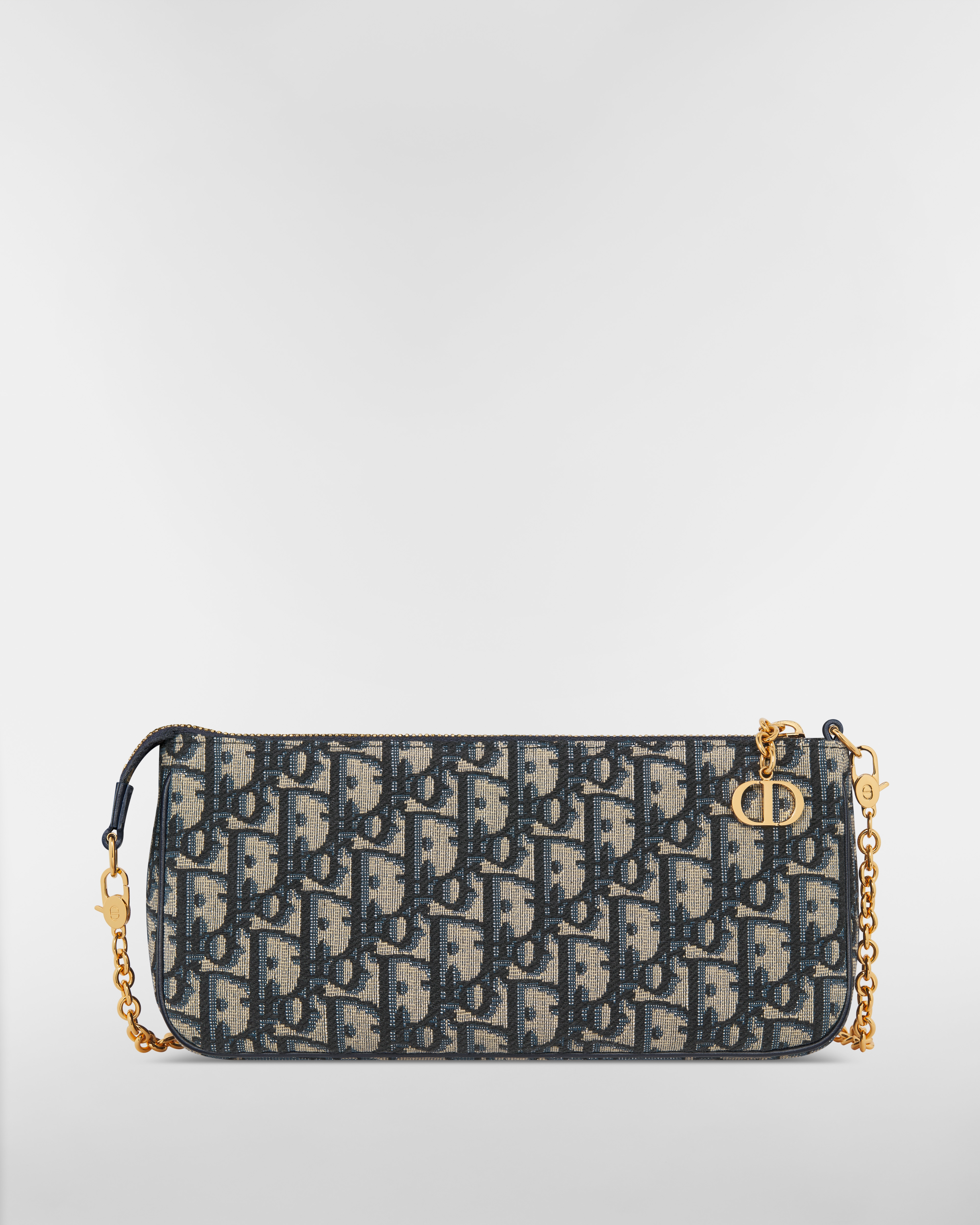 30 Montaigne 链条手袋 蓝色 Oblique 印花面料 E08