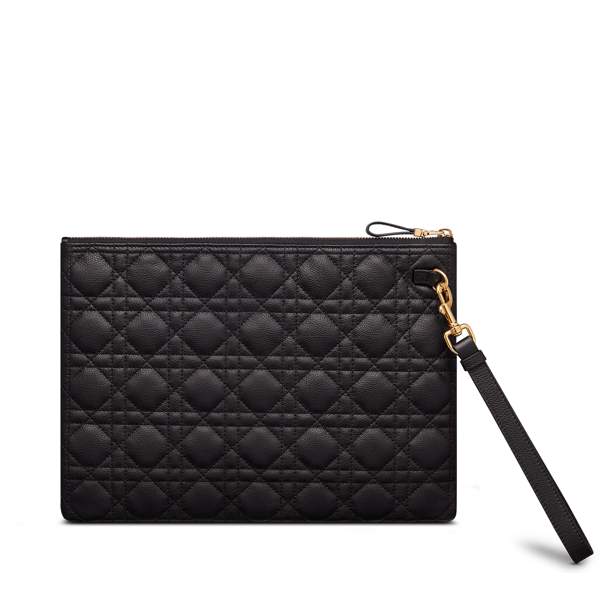 大号 Dior Caro Daily 手拿包 黑色柔软牛皮革藤格纹 E08