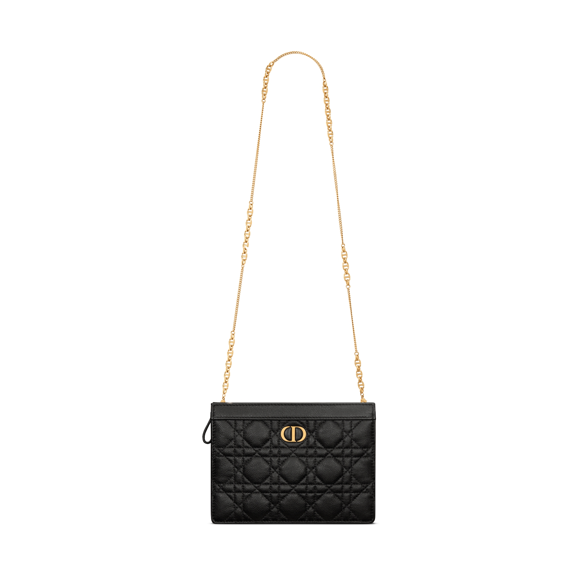 Dior Caro Every Dior 手拿包 黑色柔软牛皮革藤格纹 E07