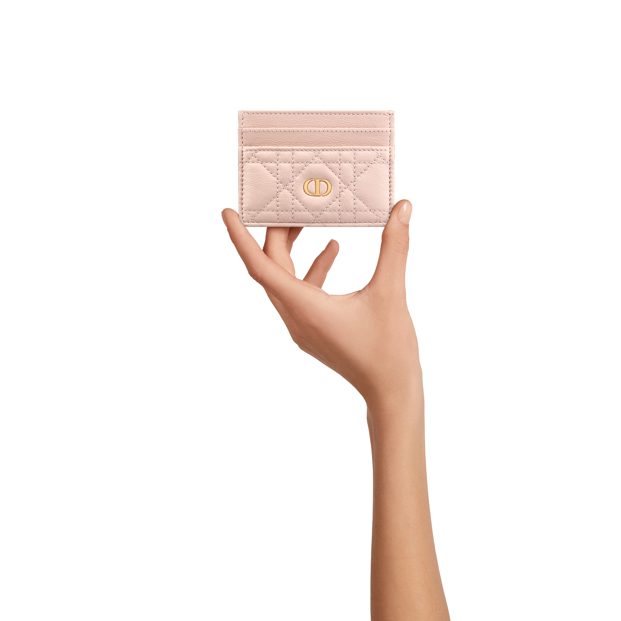 Dior Caro Freesia 卡夹 胭脂粉色柔软牛皮革藤格纹 E11