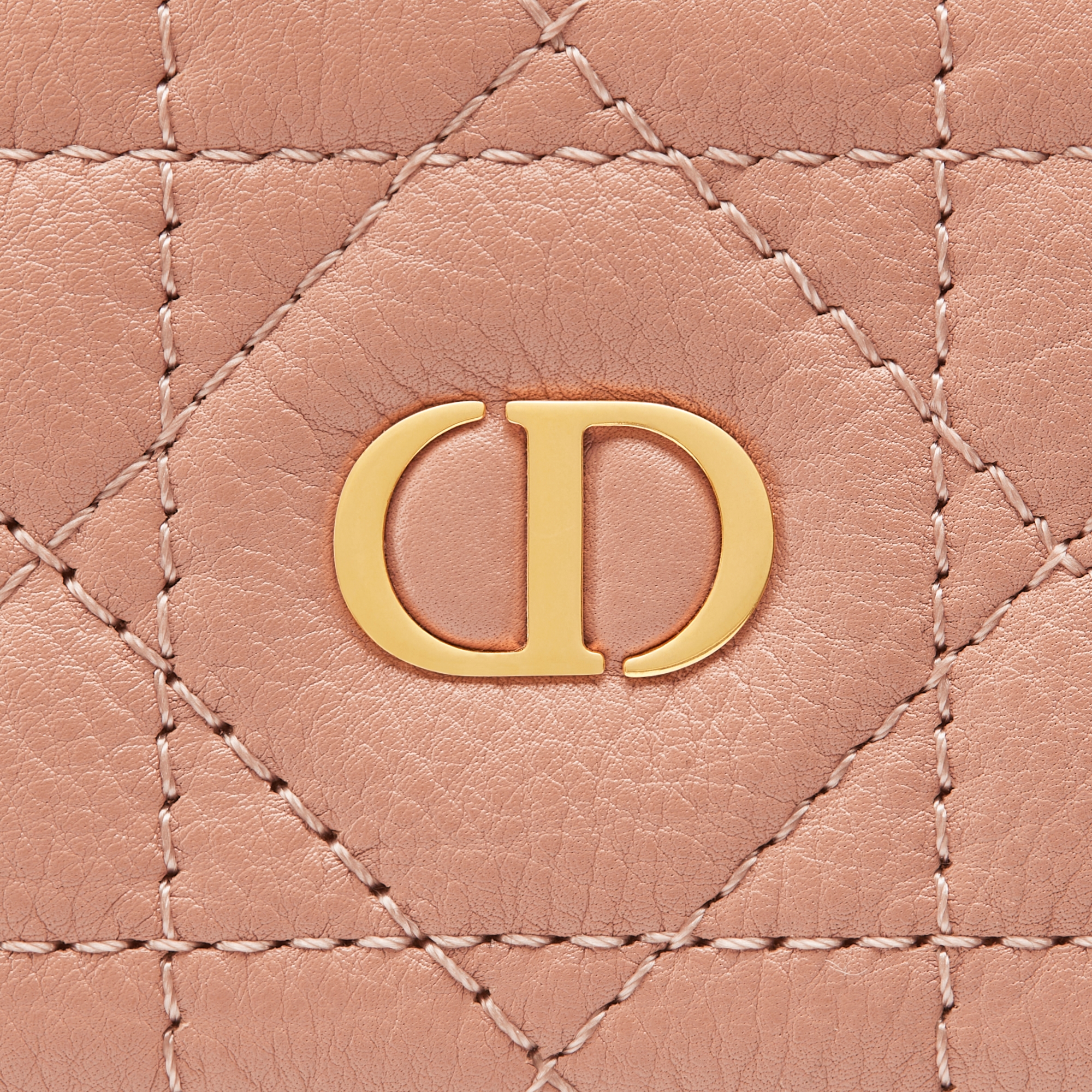 Dior Caro Freesia 卡夹 玫瑰粉色柔软牛皮革藤格纹 E09