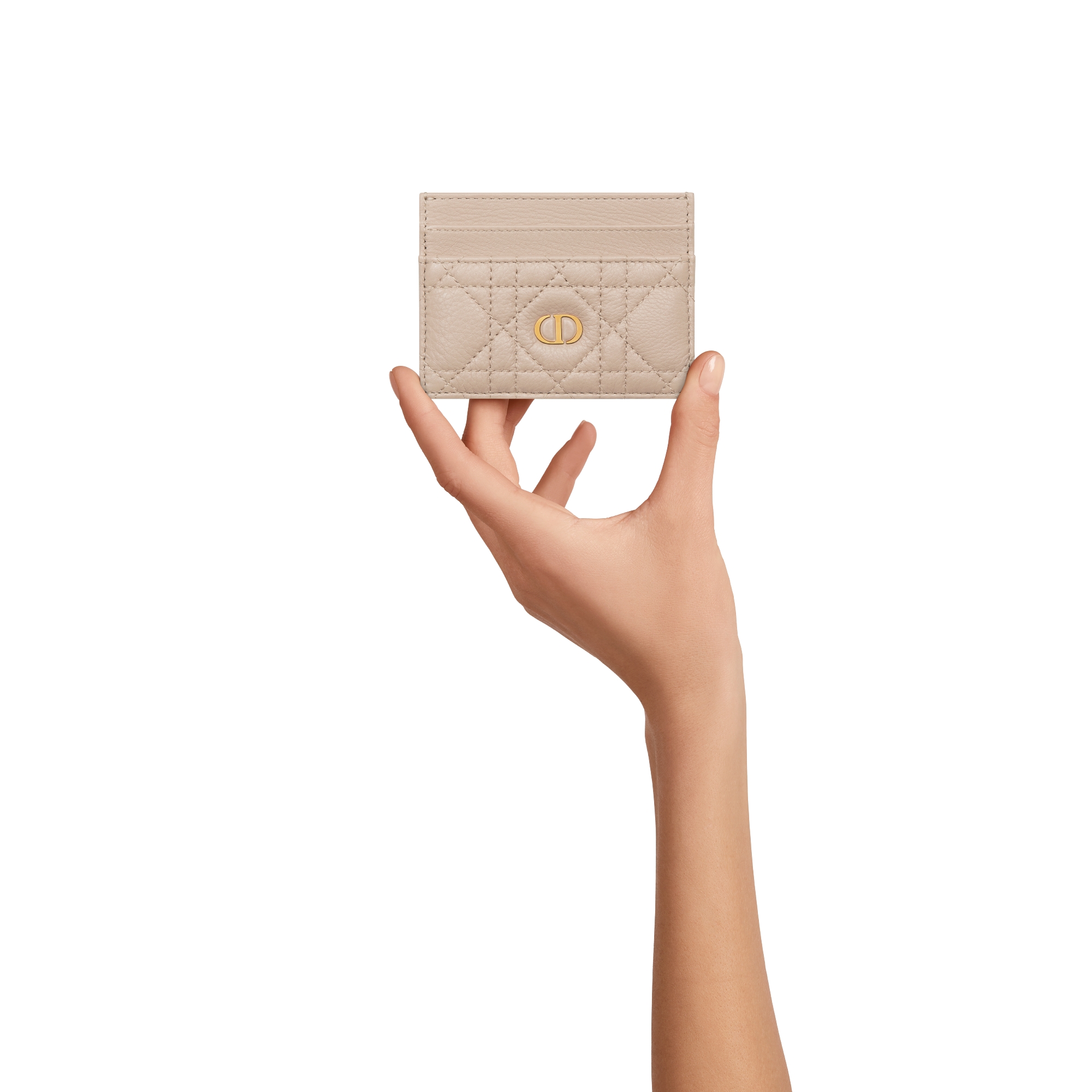 Dior Caro Freesia 卡夹 胭脂米色柔软牛皮革藤格纹 E11