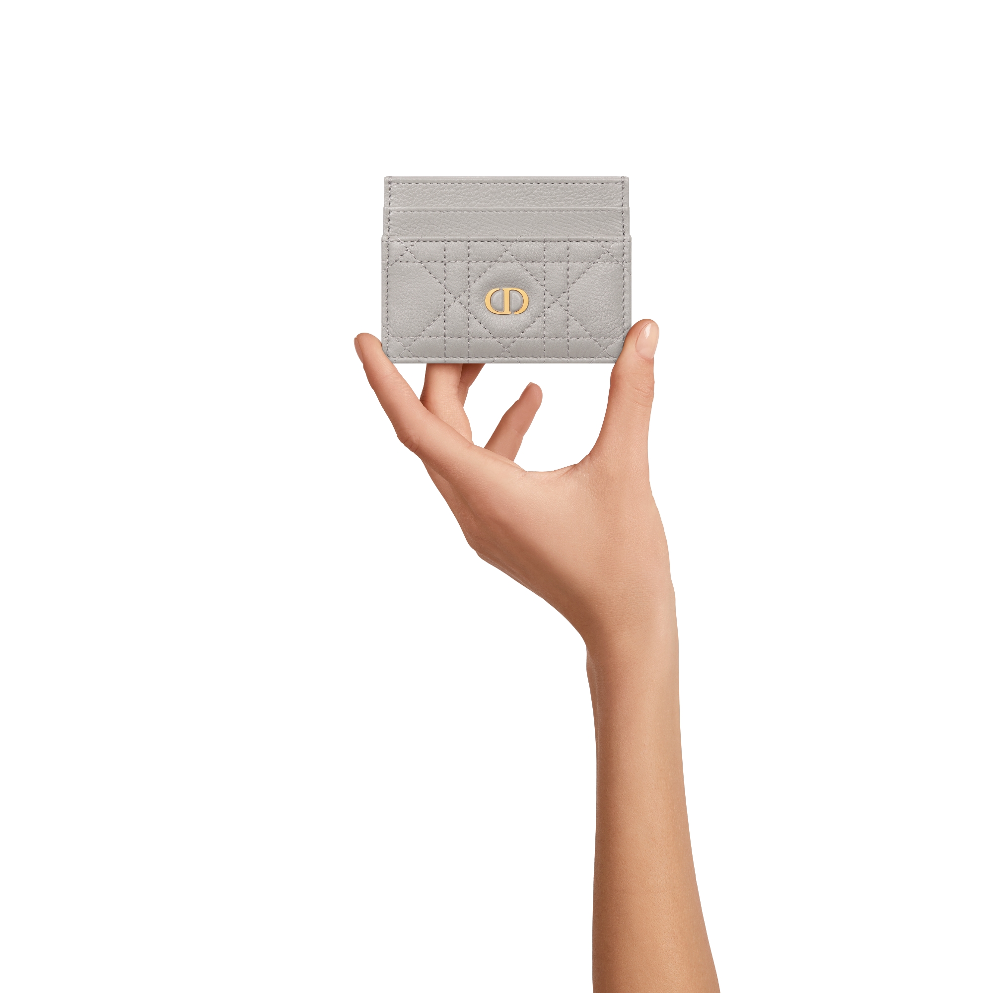 Dior Caro Freesia 卡夹 灰色柔软牛皮革藤格纹 E11