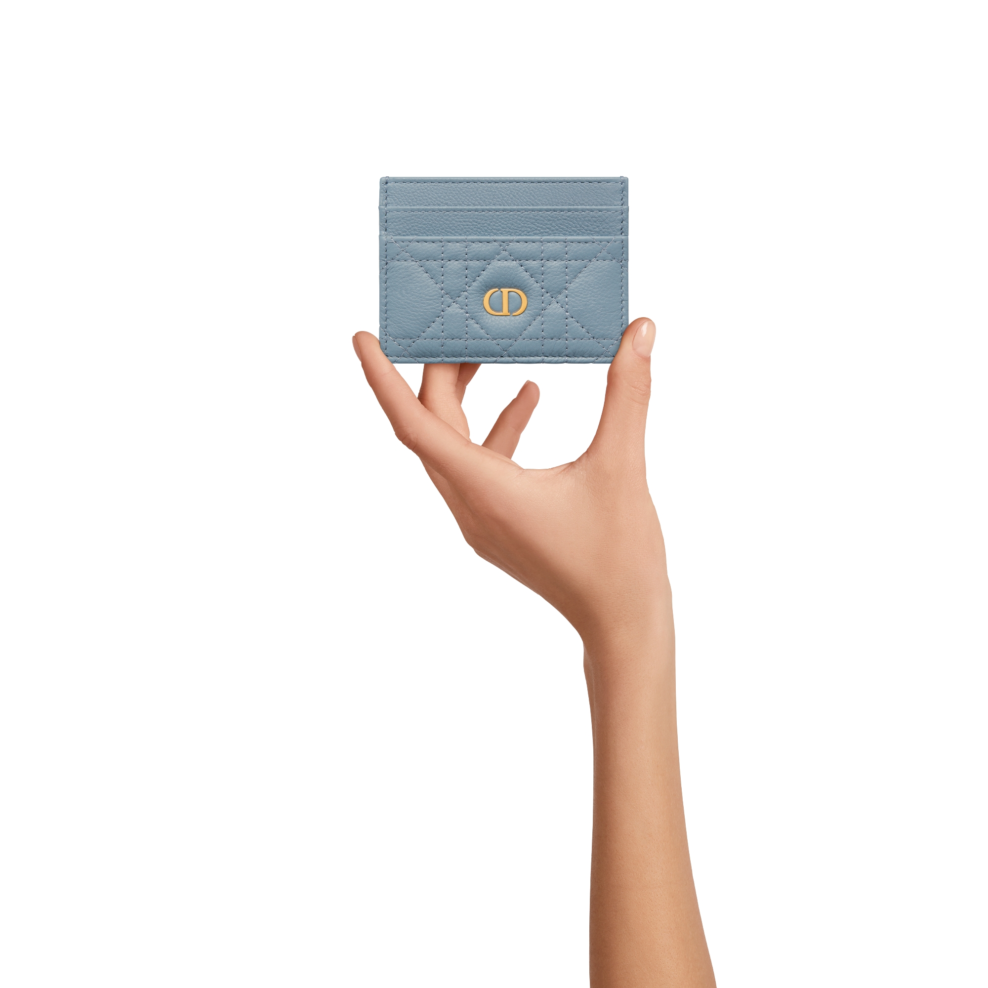 Dior Caro Freesia 卡夹 云雾蓝柔软牛皮革藤格纹 E11