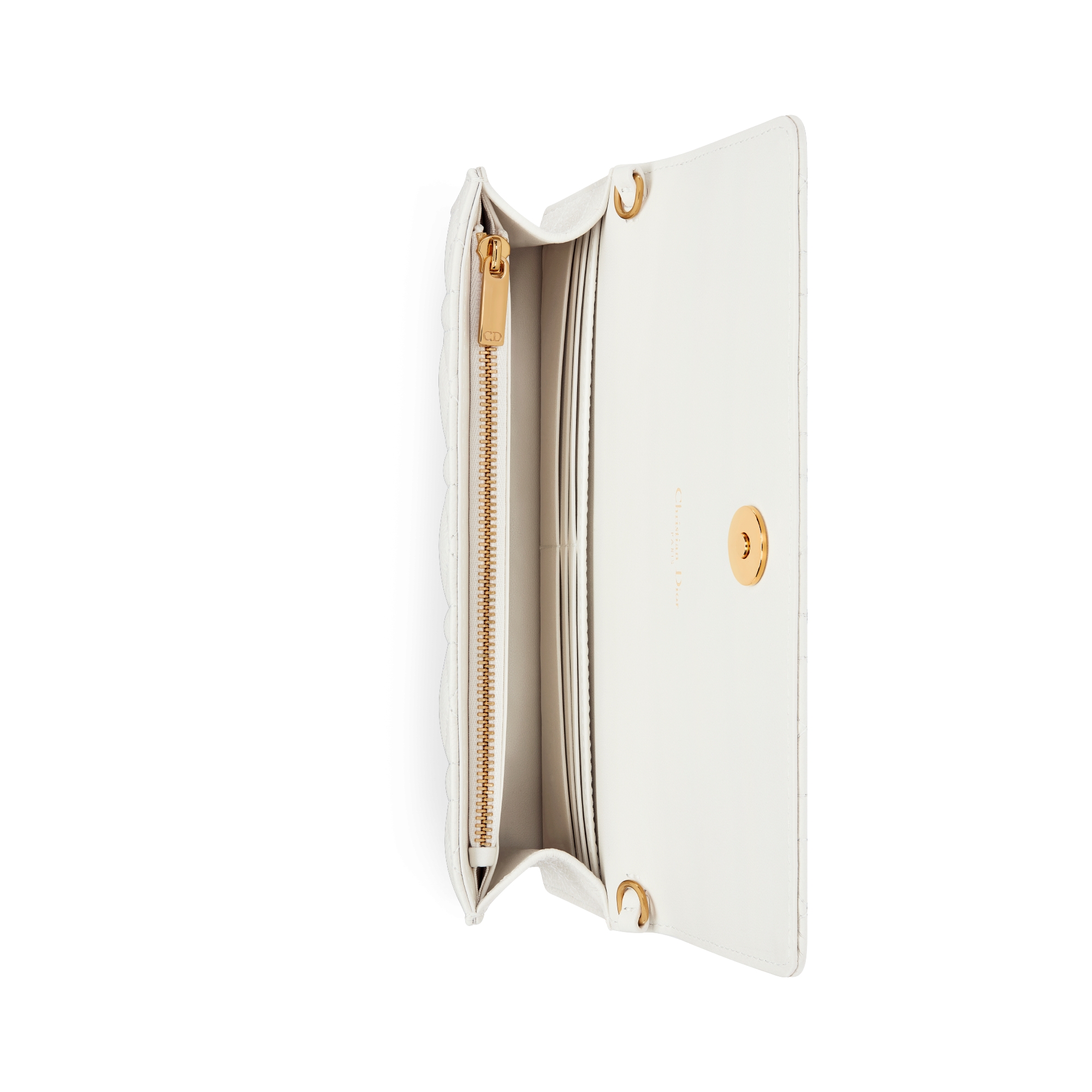 Dior Caro 链条手袋 奶白色柔软牛皮革藤格纹 E06