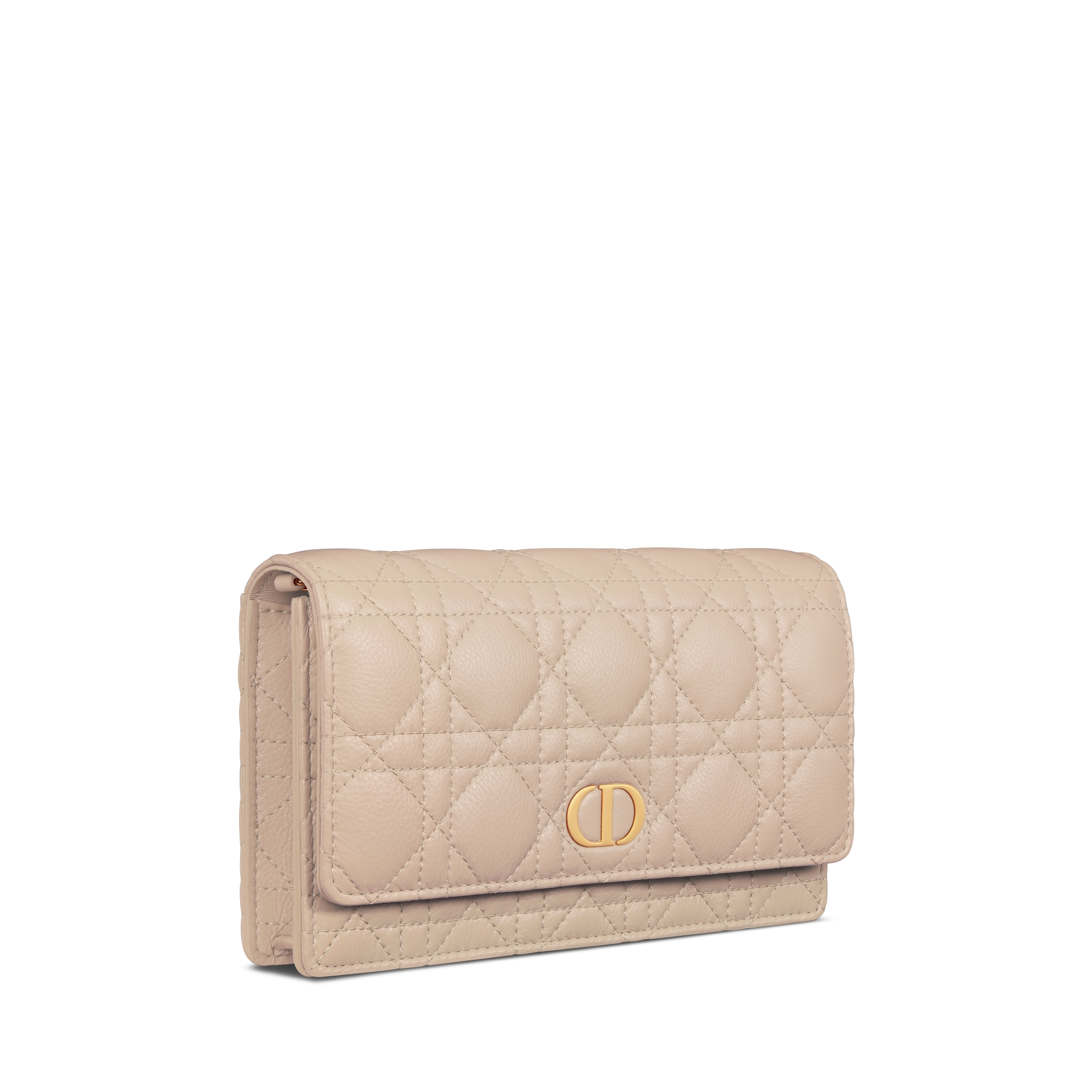 Dior Caro 链条手袋 胭脂米色柔软牛皮革藤格纹 E03