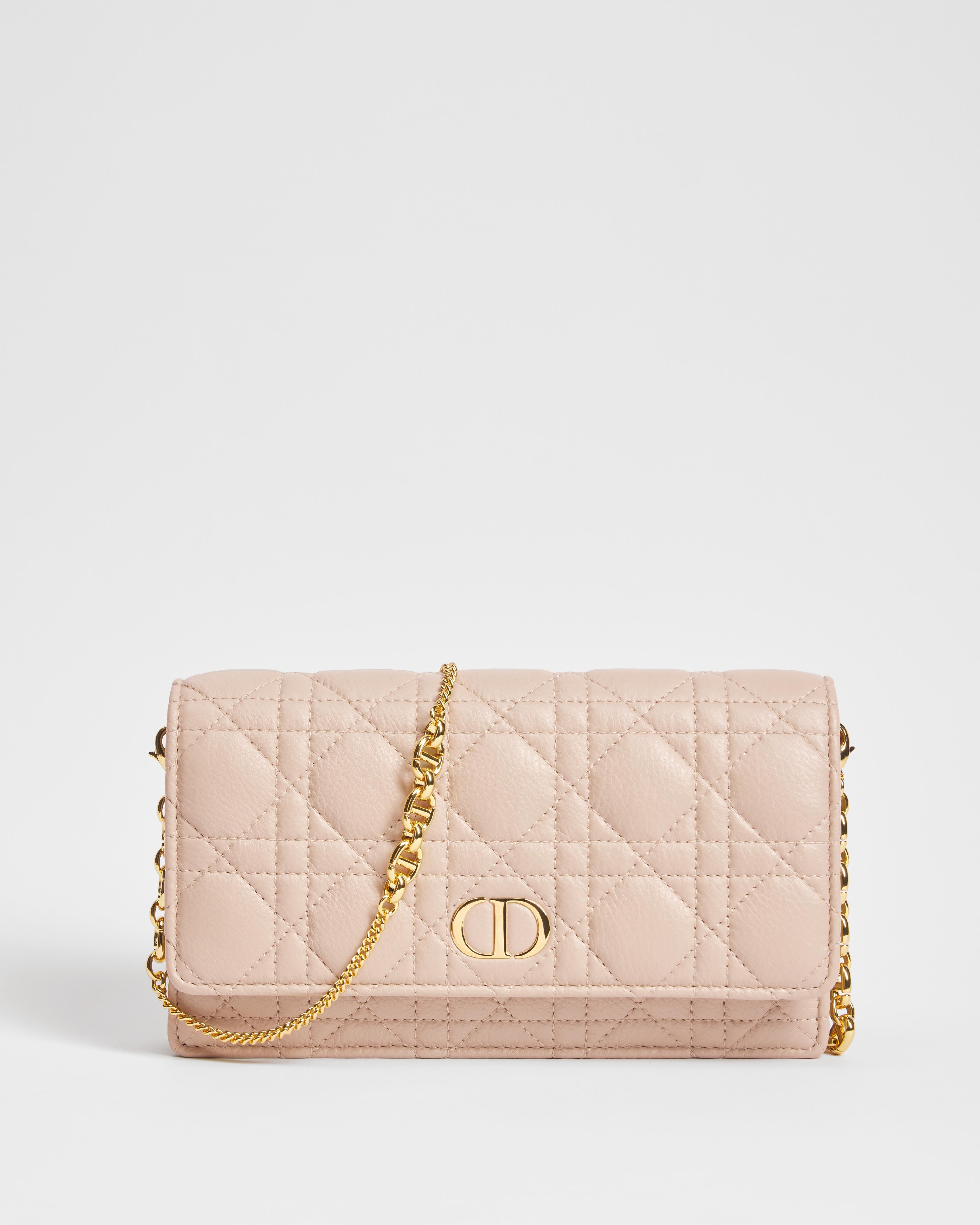 Dior Caro 链条手袋 胭脂米色柔软牛皮革藤格纹 E01