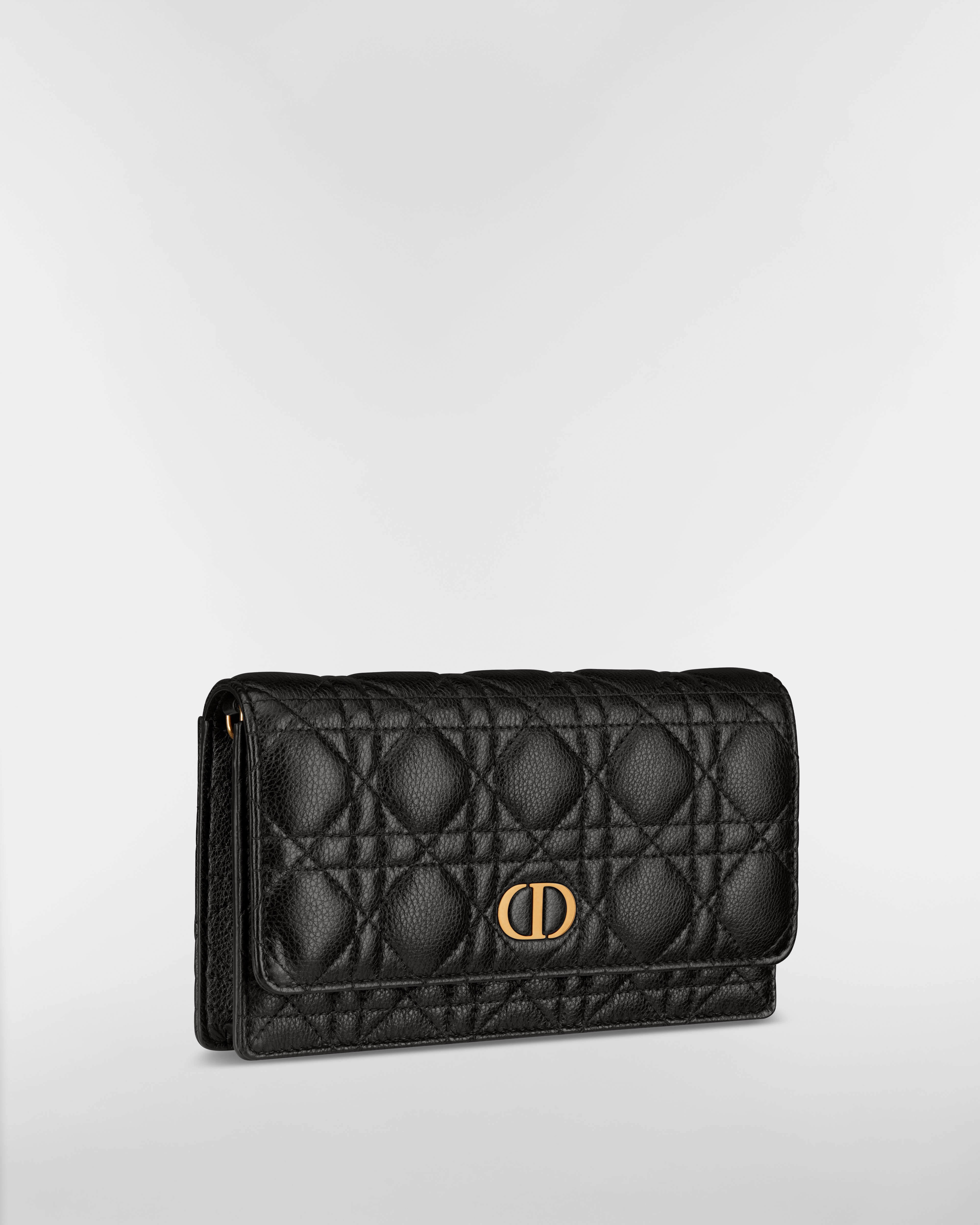 Dior Caro 链条手袋 黑色柔软牛皮革藤格纹 E03