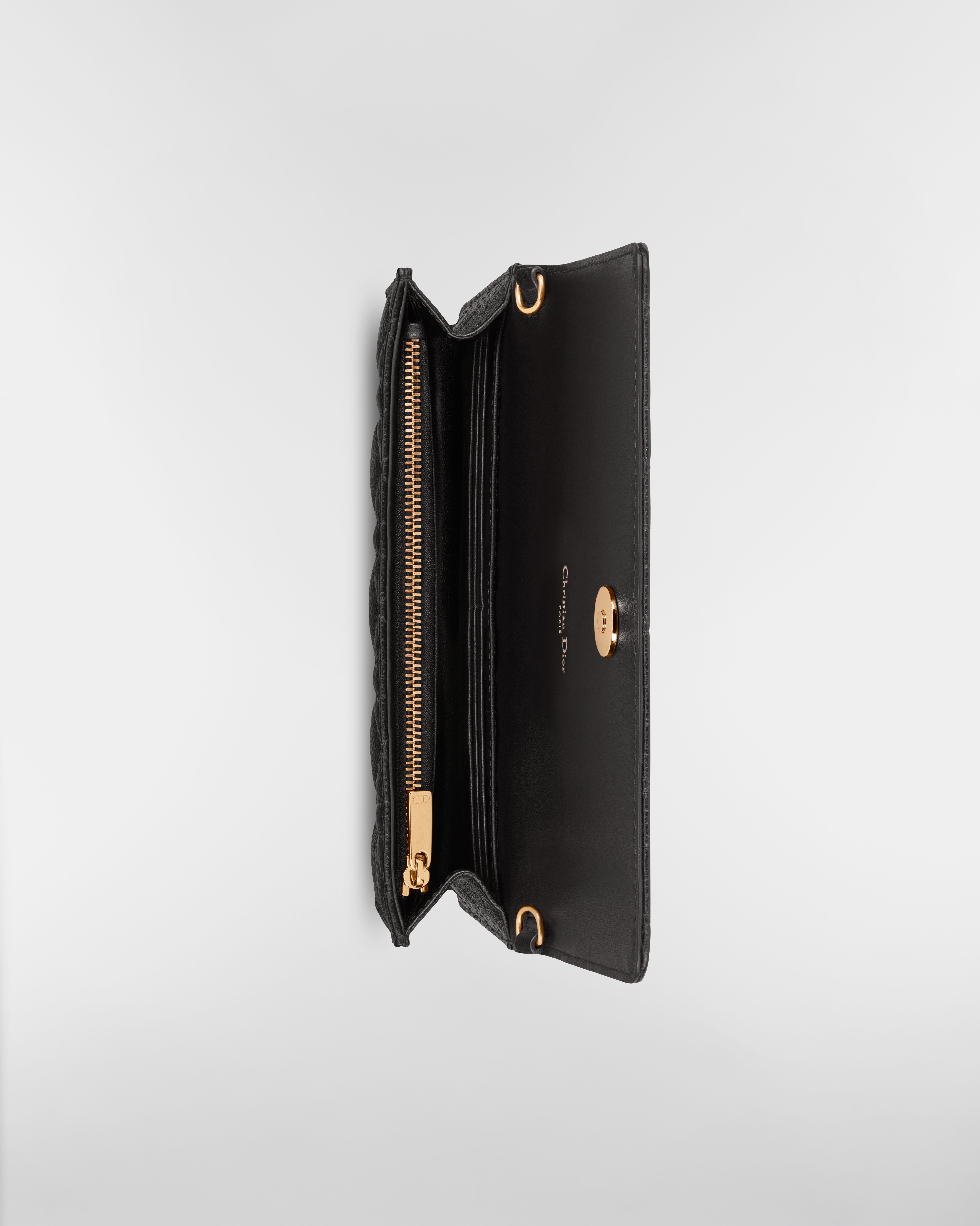 Dior Caro 链条手袋 黑色柔软牛皮革藤格纹 E10