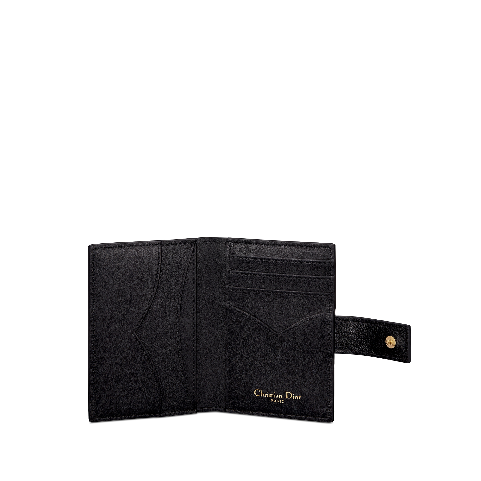 Dior Caro Dandelion 卡夹 黑色柔软牛皮革藤格纹 E07