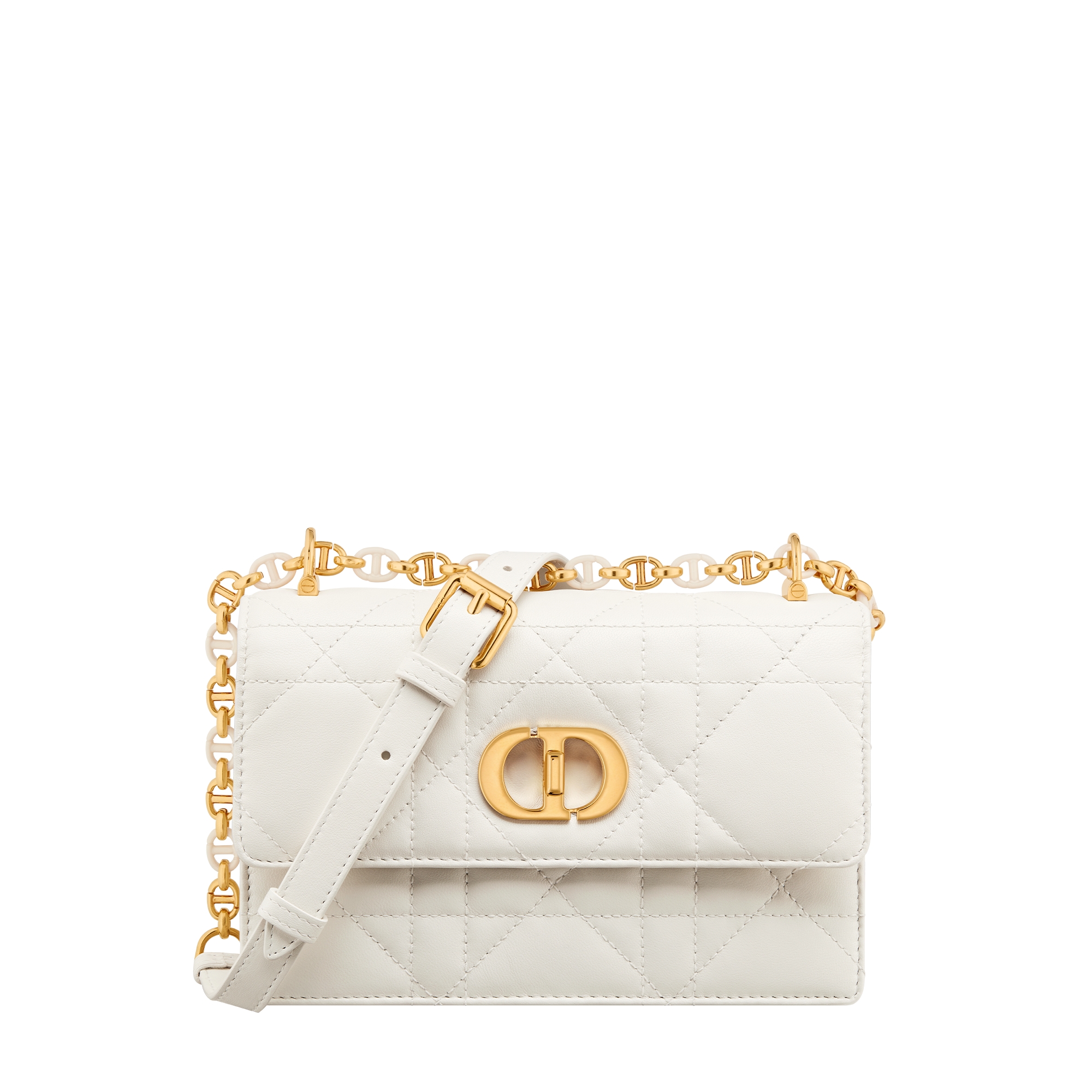  奶白色羊皮革超大藤格纹