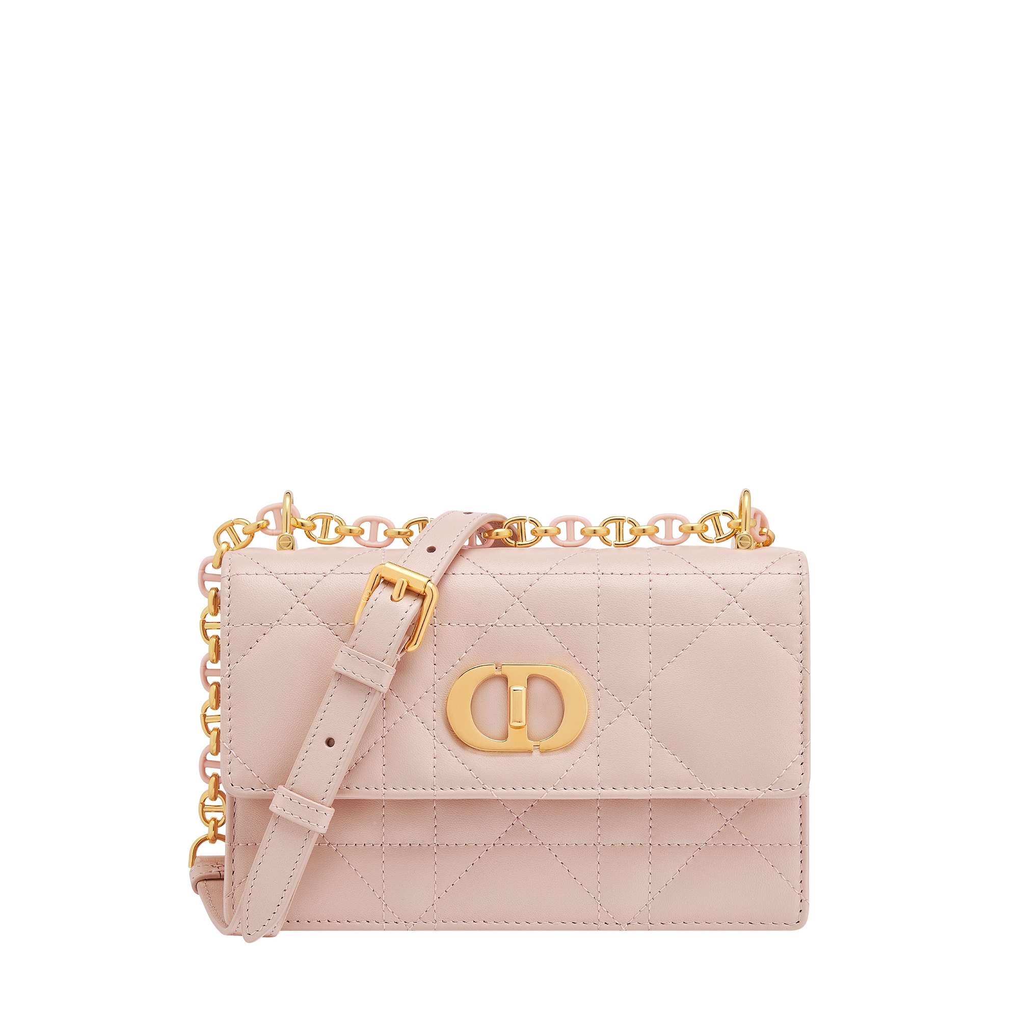  胭脂粉色羊皮革超大藤格纹