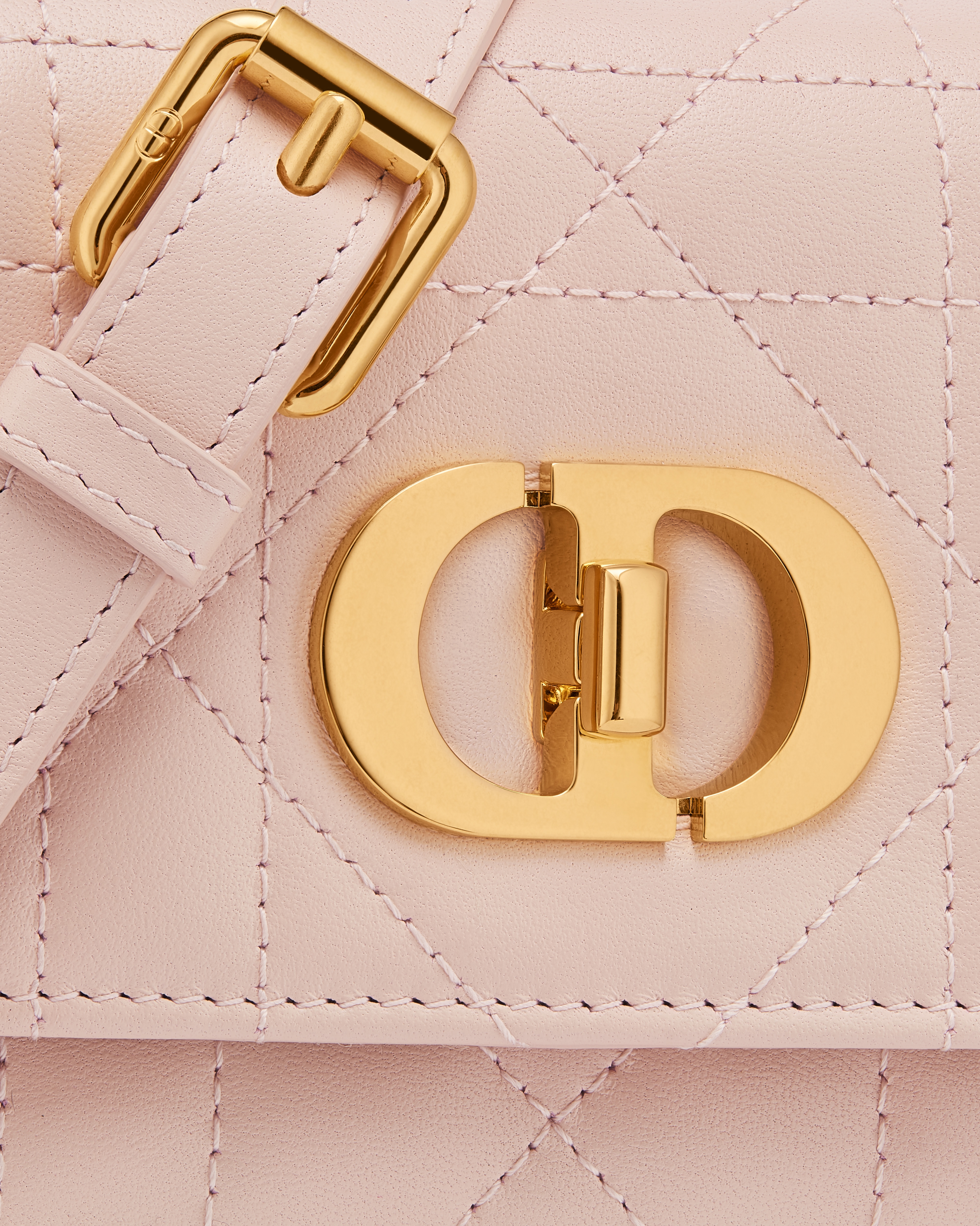 Miss Caro 迷你链条手袋 胭脂粉色羊皮革超大藤格纹 E09