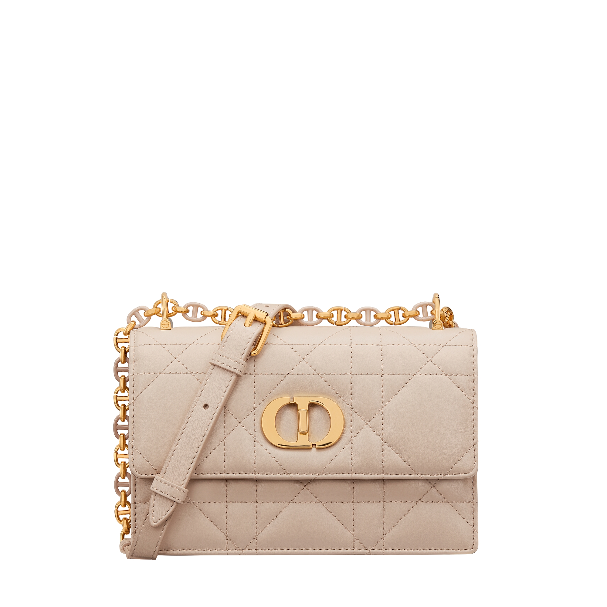  胭脂米色羊皮革超大藤格纹