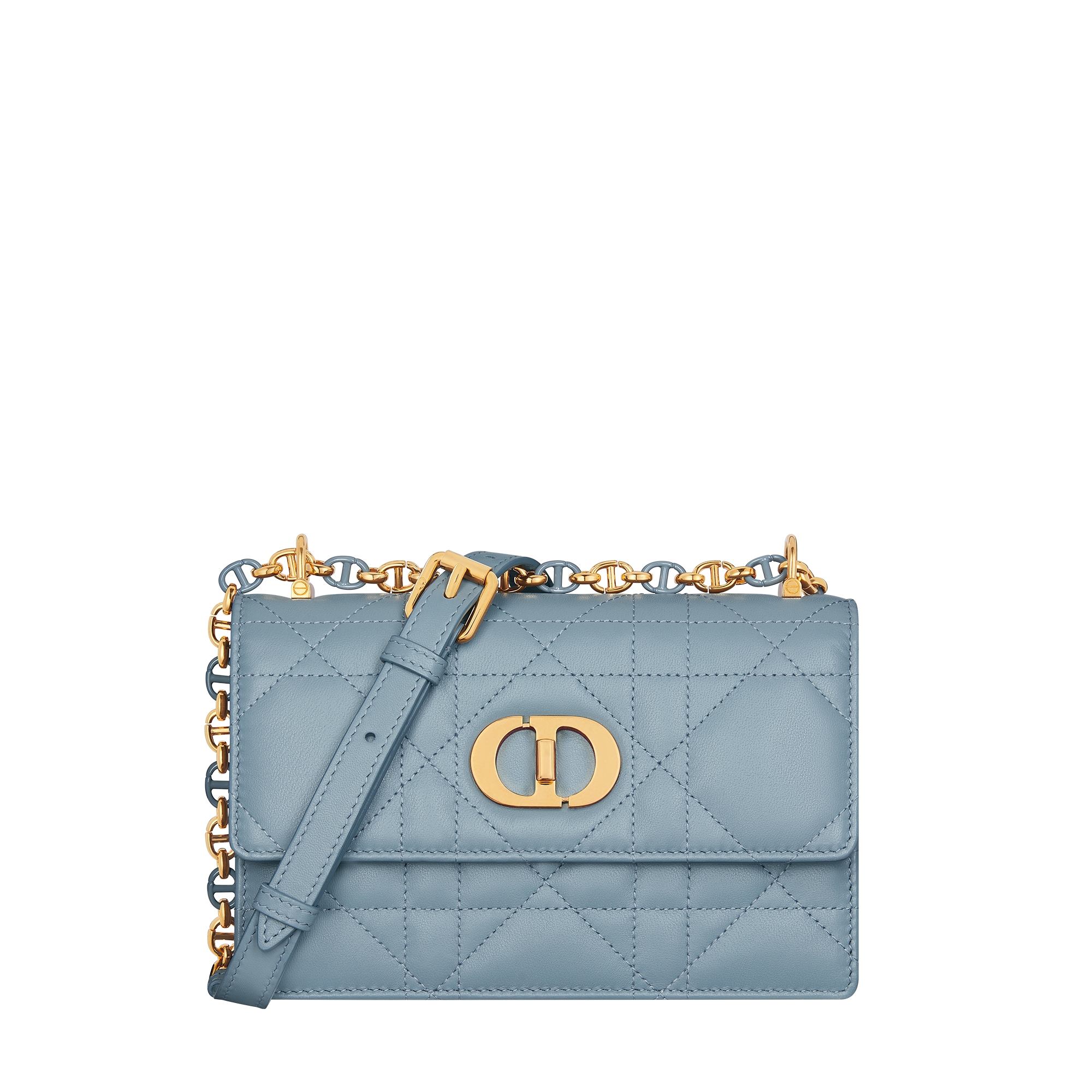  云雾蓝羊皮革超大藤格纹