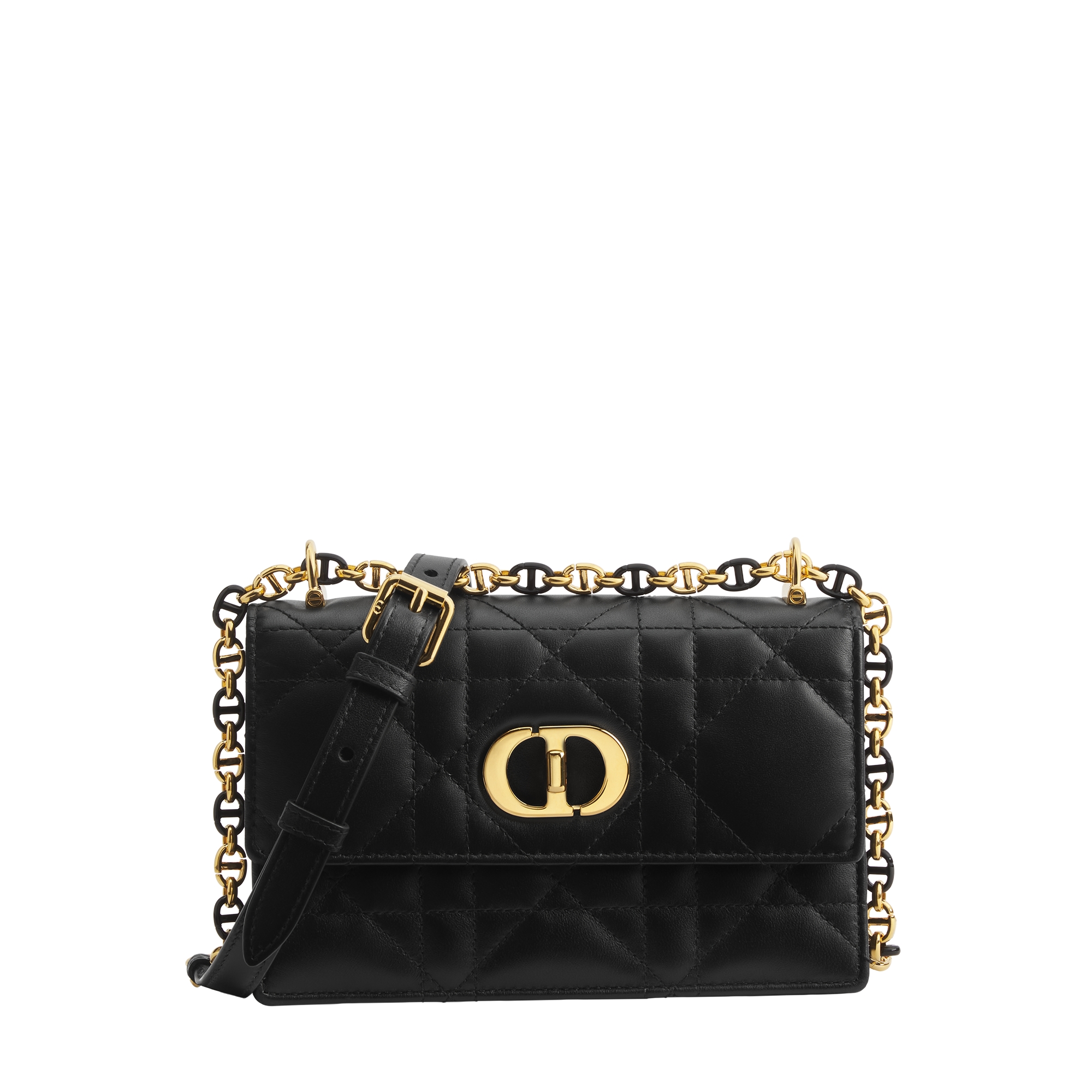  黑色羊皮革超大藤格纹